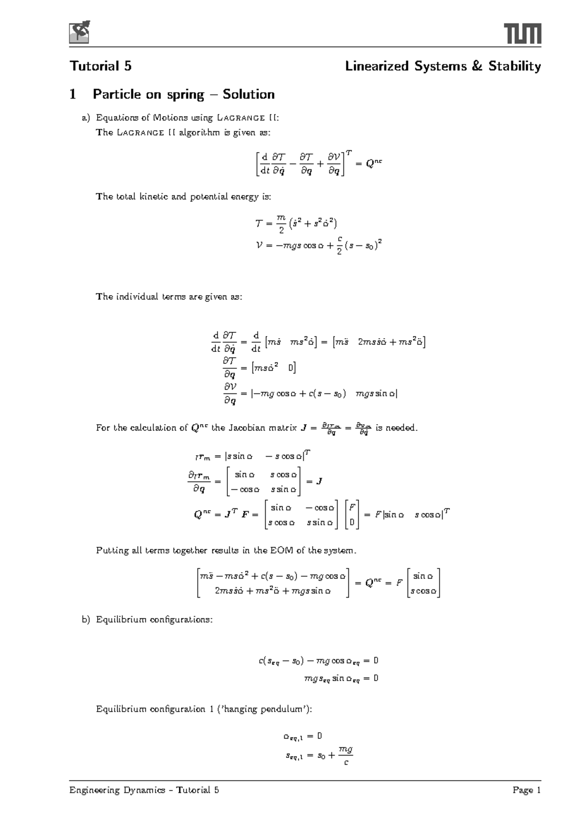 Engineering Dynamics Tutorial 5: Linearized Systems & Stability ...