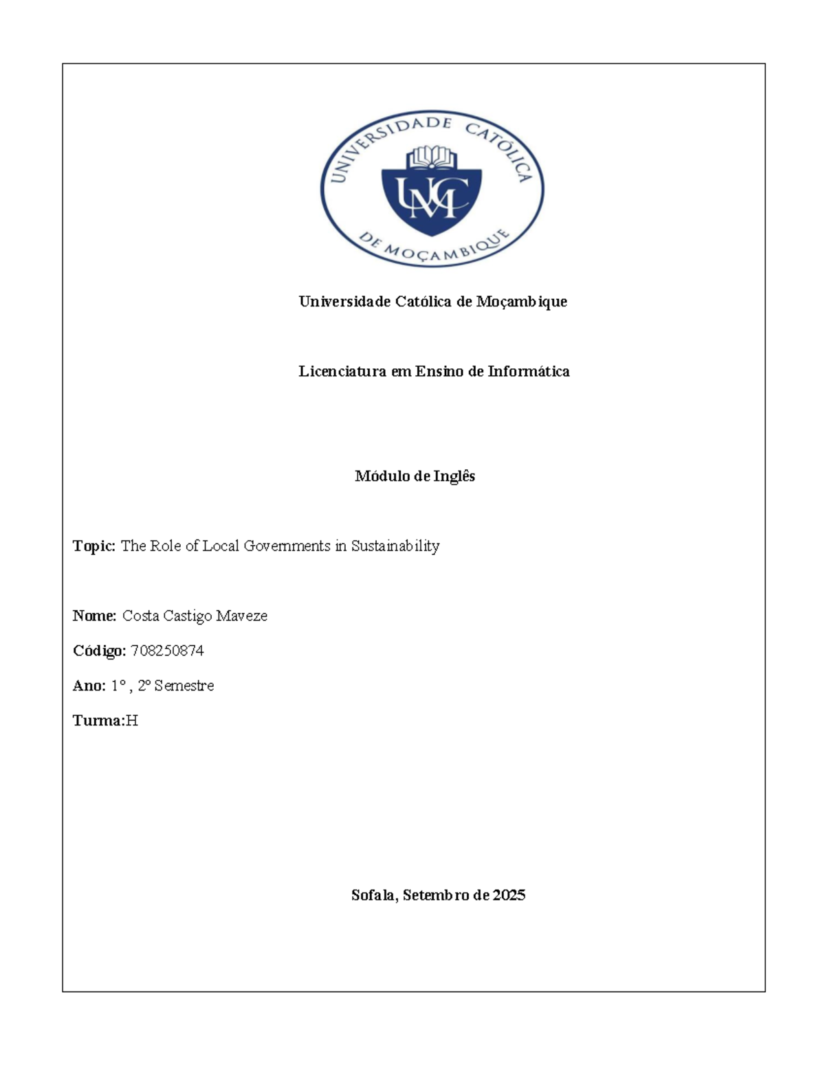 Inglês 708250874: The Role of Local Governments in Sustainability - Studocu