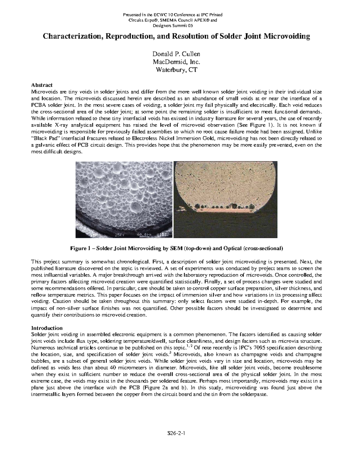 Characterization and Prevention of Solder Joint Microvoiding at ECWC 10 ...