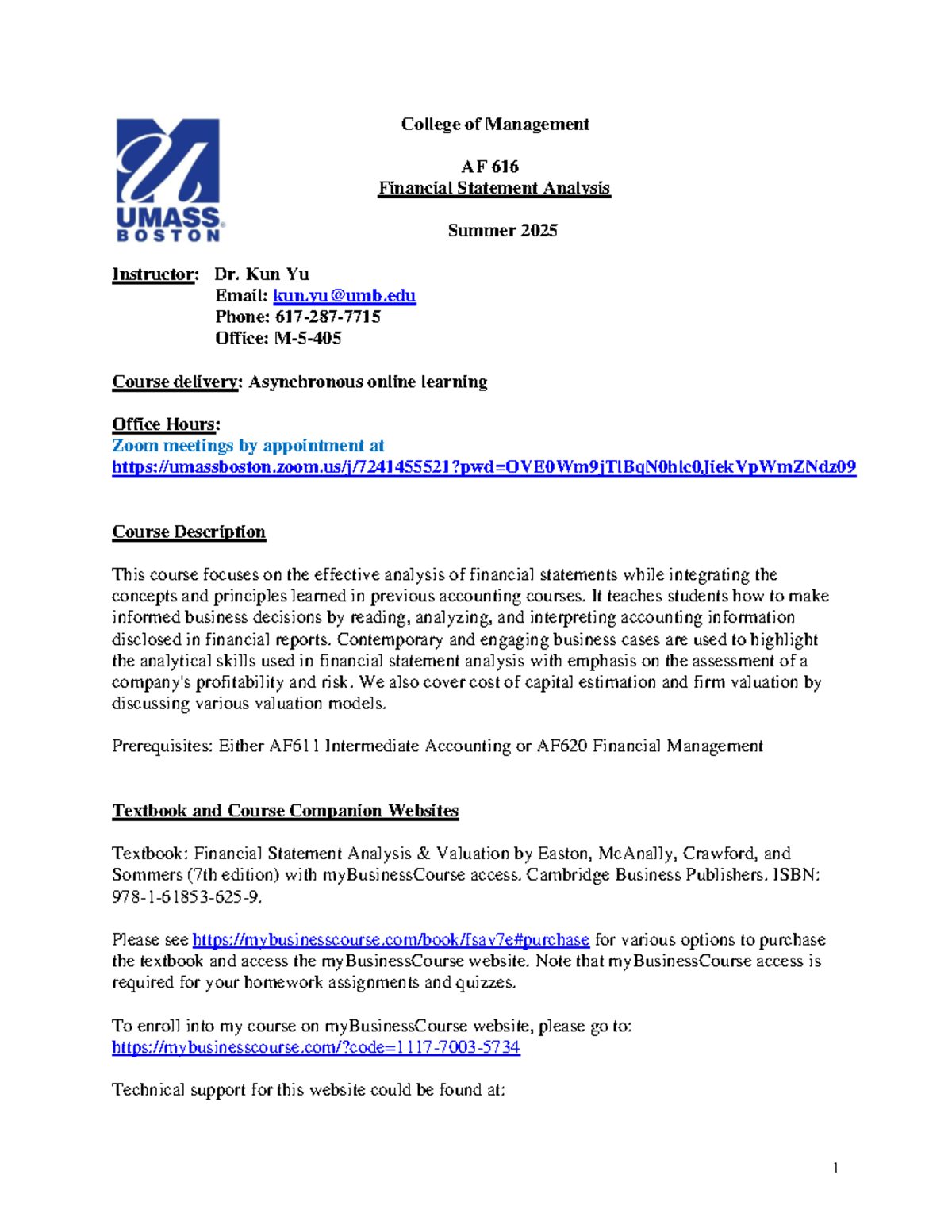 AF 616 Financial Statement Analysis Syllabus - Summer 2025 - Studocu