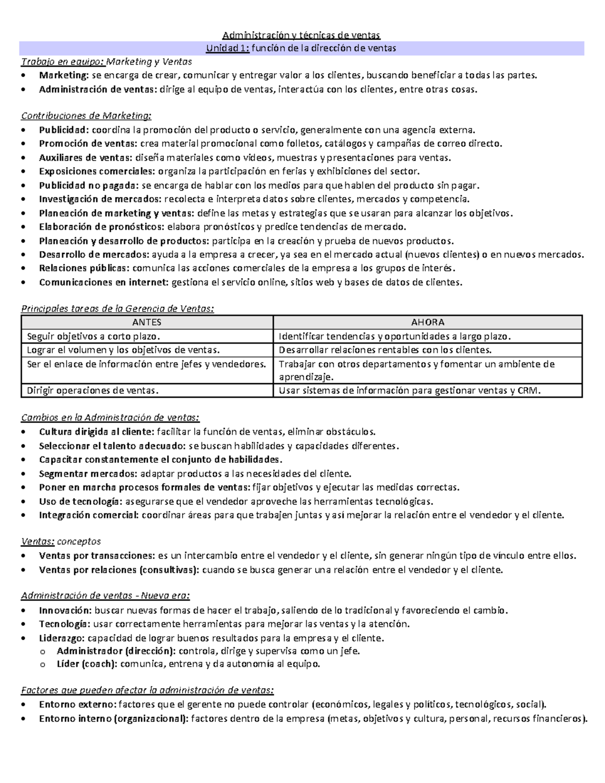 ADM Y Ventas Parcial 1: Funciones y Estrategias de Ventas - Studocu