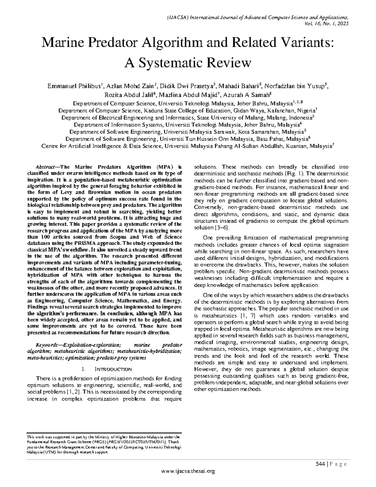 Marine Predator Algorithm (MPA) and Its Variants: A Systematic Review ...