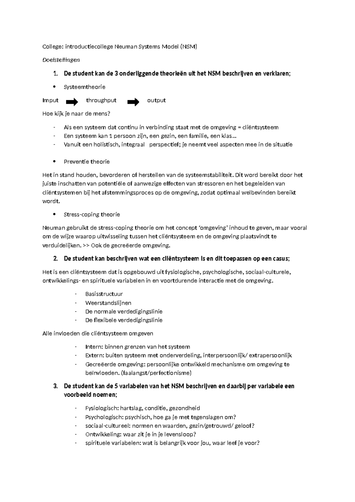 NSM - College Introductie: Neuman Systems Model en Preventietheorie ...