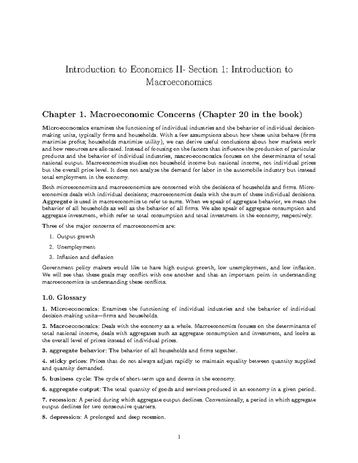 ECO 101: Intro to Macroeconomics - Chapter 1 Overview and Key Concepts ...