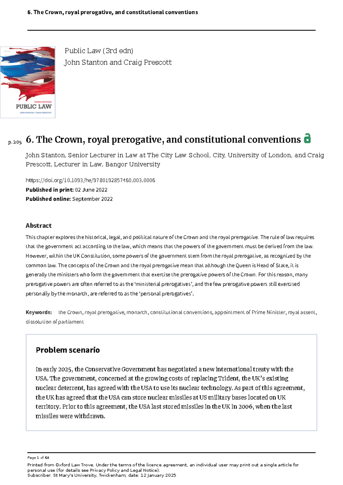 The Crown and Royal Prerogative: A Study of Constitutional Conventions ...