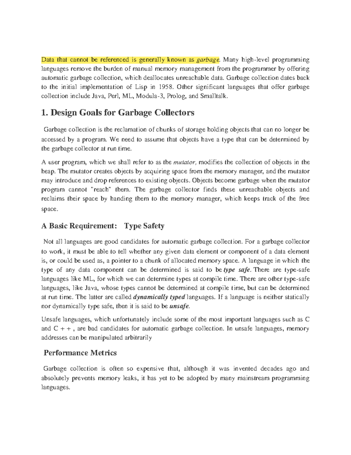 Garbage Collection in Programming: Concepts and Challenges - CS101 ...