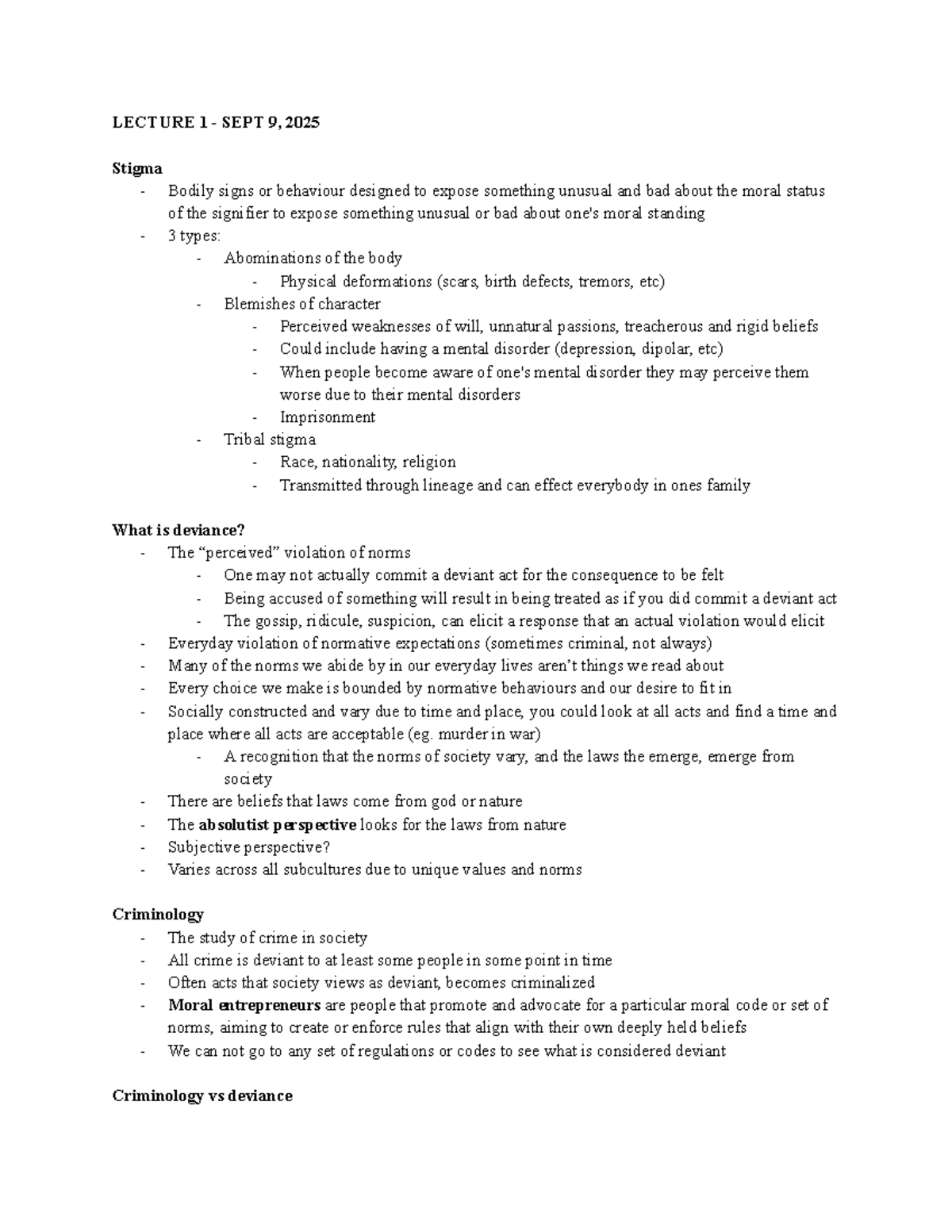 SOCIO 2257: Lecture Notes on Deviance and Social Norms - Studocu