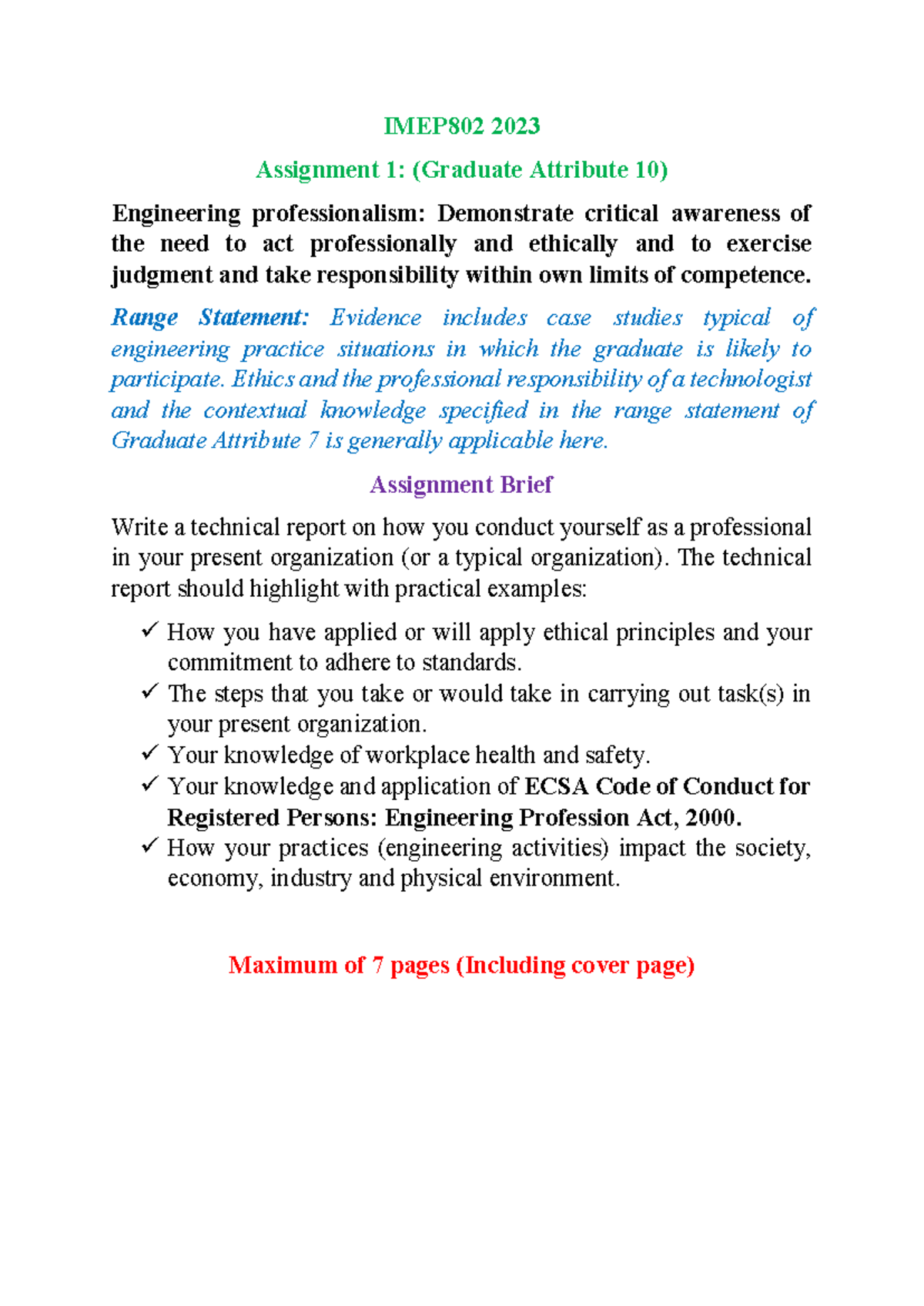 IMEP802 Assignment 1: Engineering Professionalism & Ethics Report - Studocu