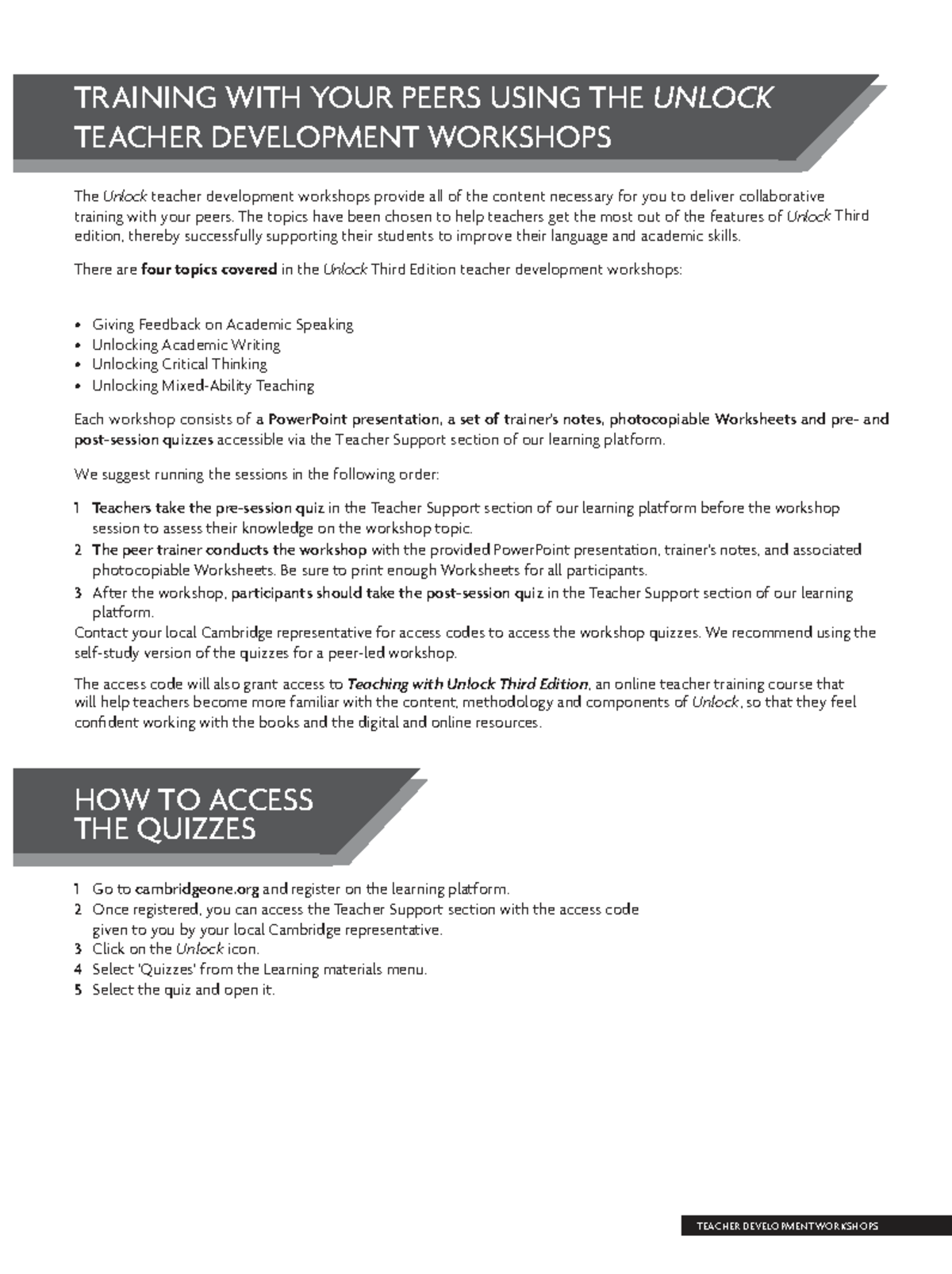 Unlock 3e Teacher Development Workshops: Collaborative Training Guide ...