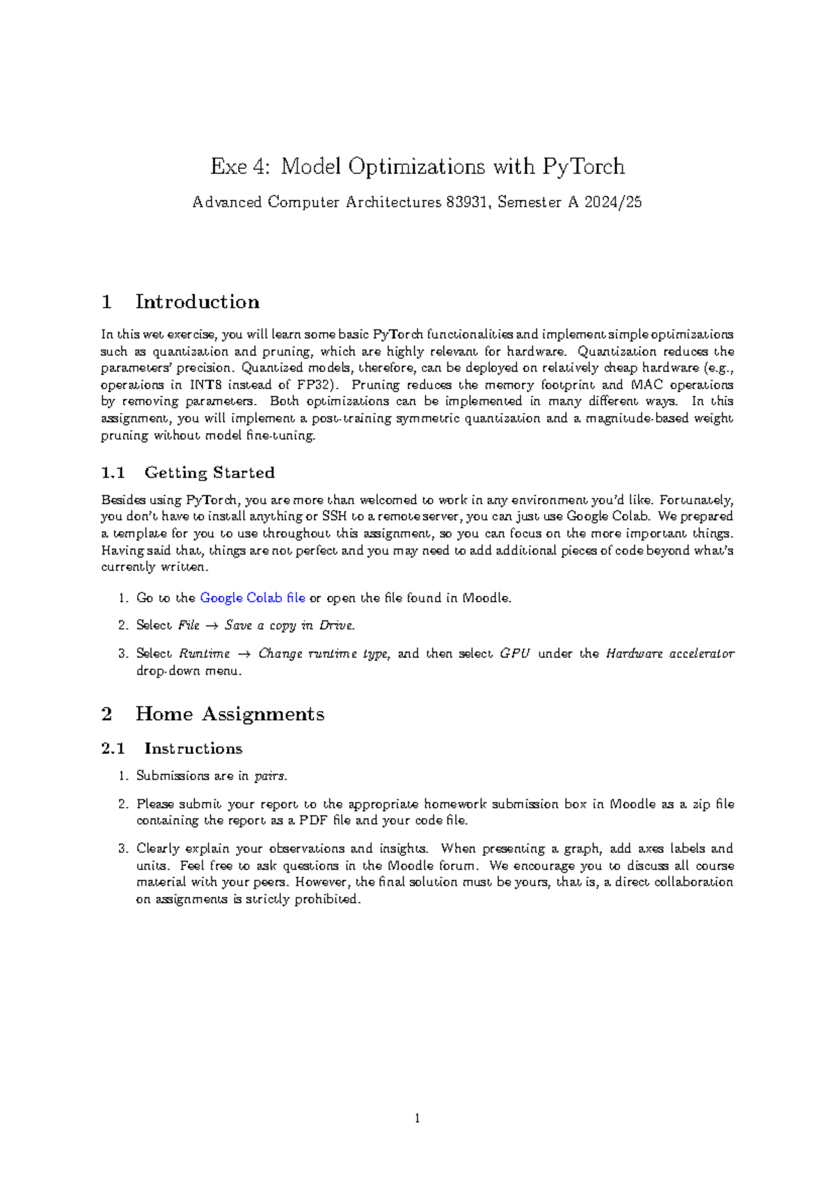 Exe 4 Model Optimizations with Py Torch - Exe 4: Model Optimizations ...