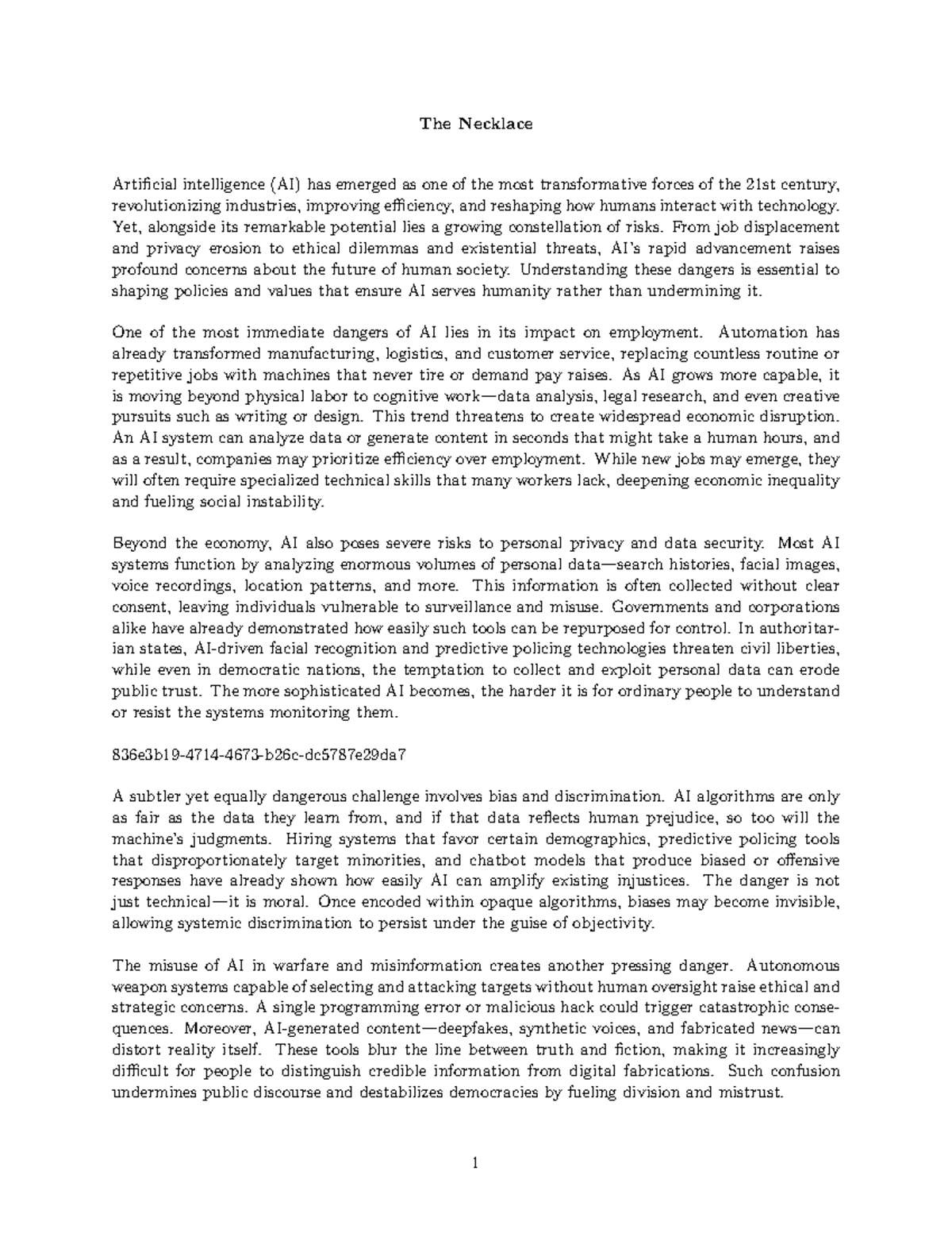 AI Risks and Impacts: Understanding the Dangers of AI Technology - Studocu