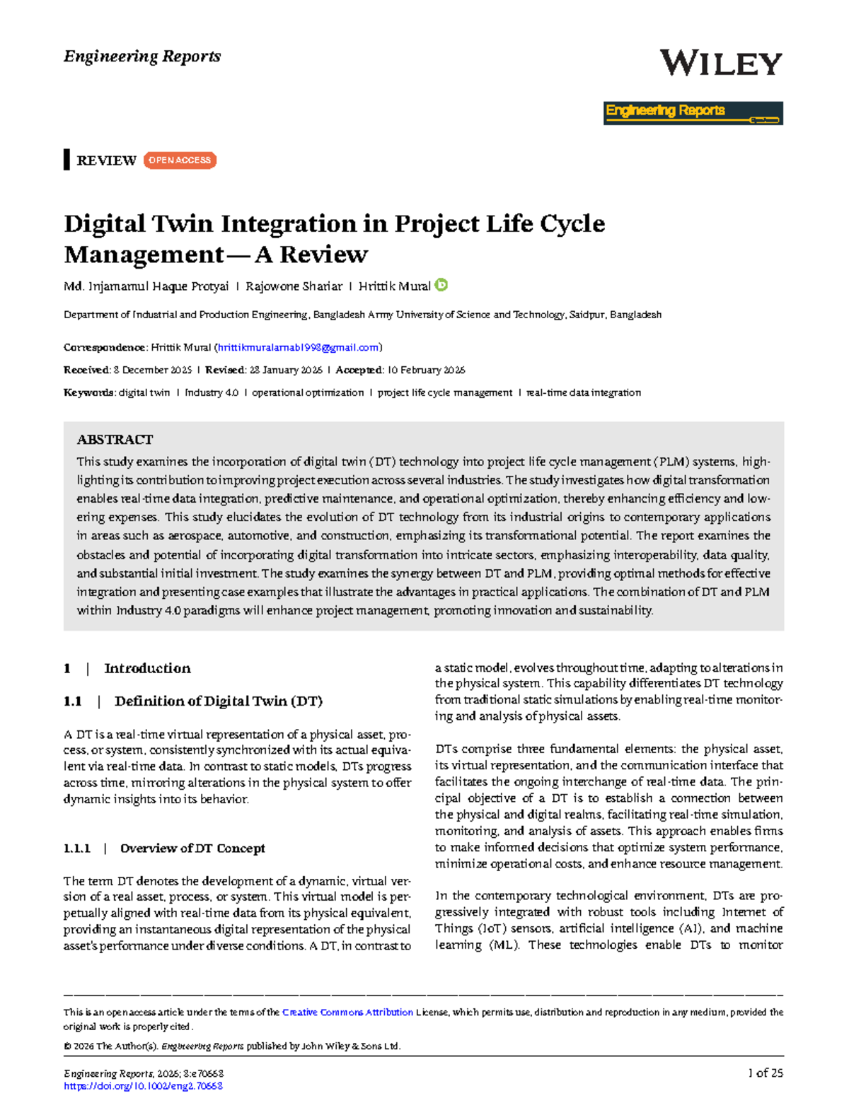 Digital Twin Integration in PLM: Enhancing Project Lifecycle Management ...