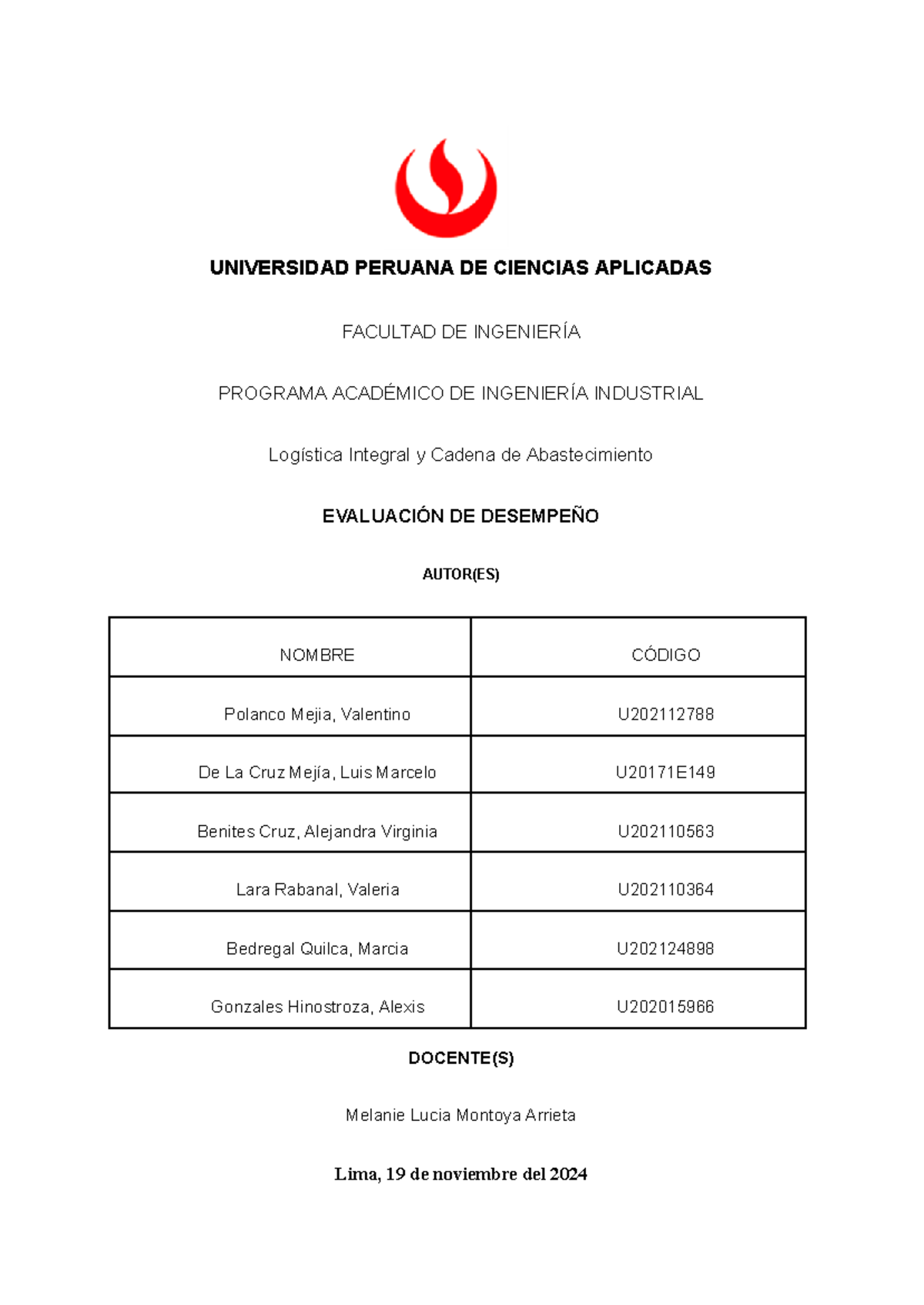 DD1 - Grupo 4 - Evaluación de Desempeño en Logística Integral - Studocu