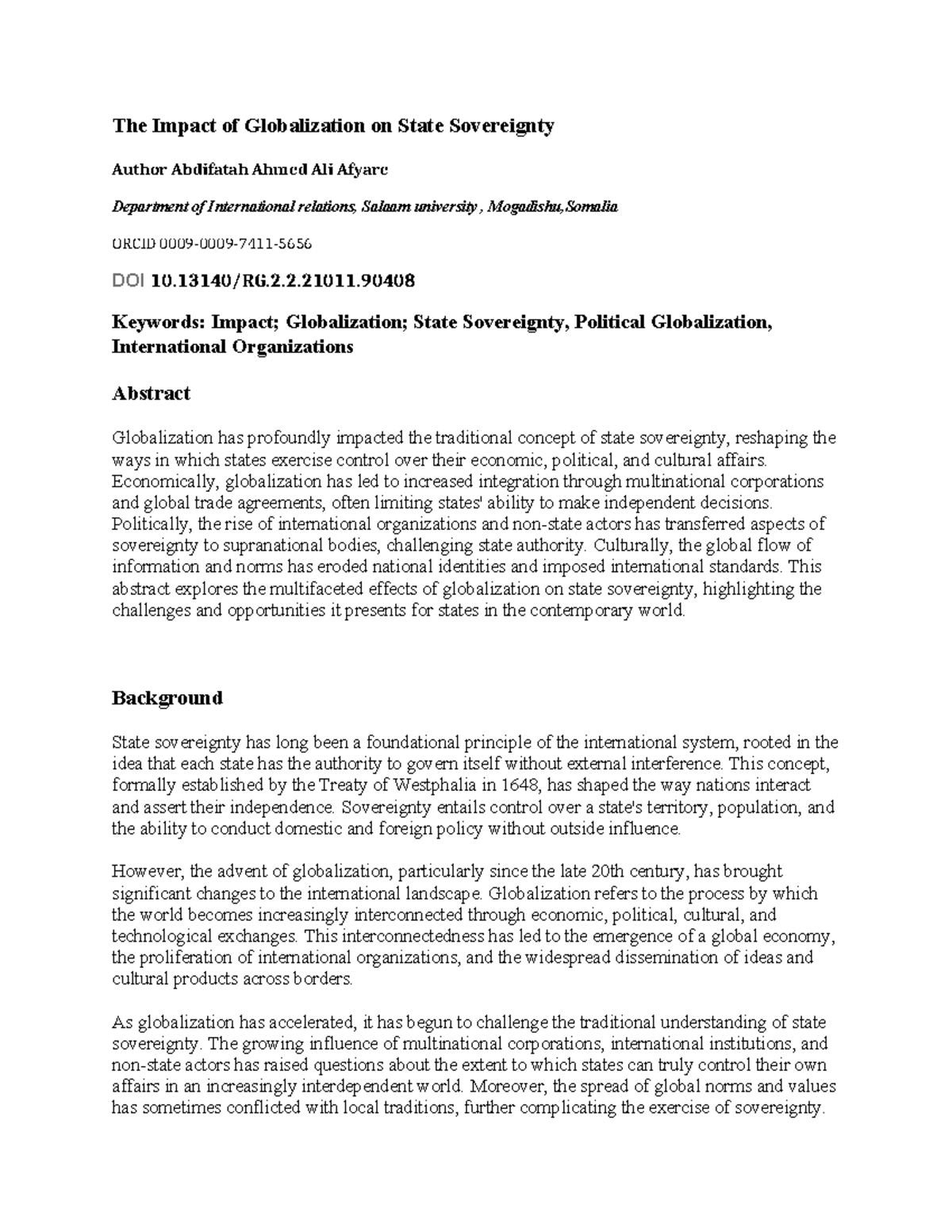 The Impact of Globalization on State Sovereignty: An Analysis (IR 101 ...