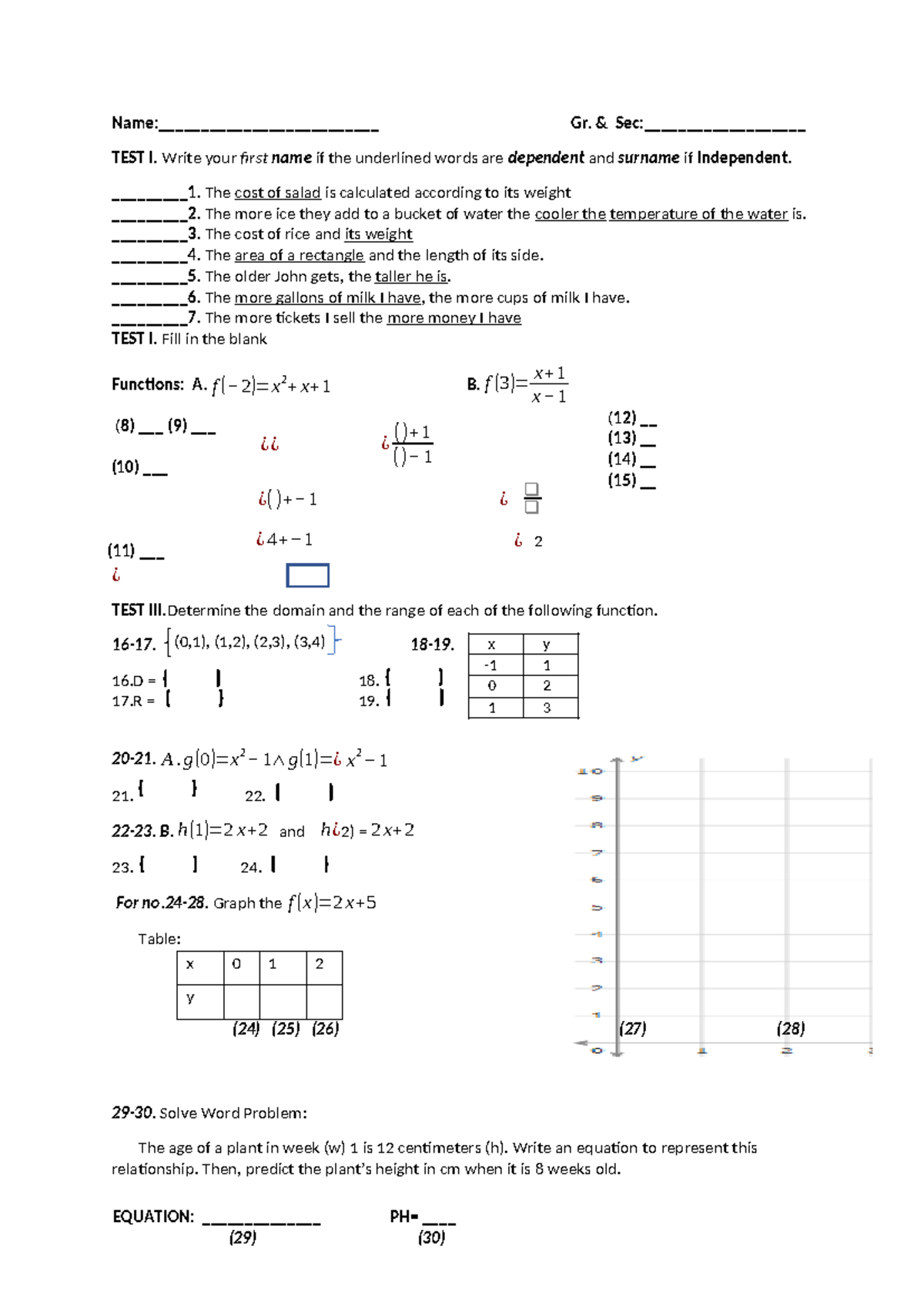 1st Summative Test - Name:__________________________ Gr. & Sec ...