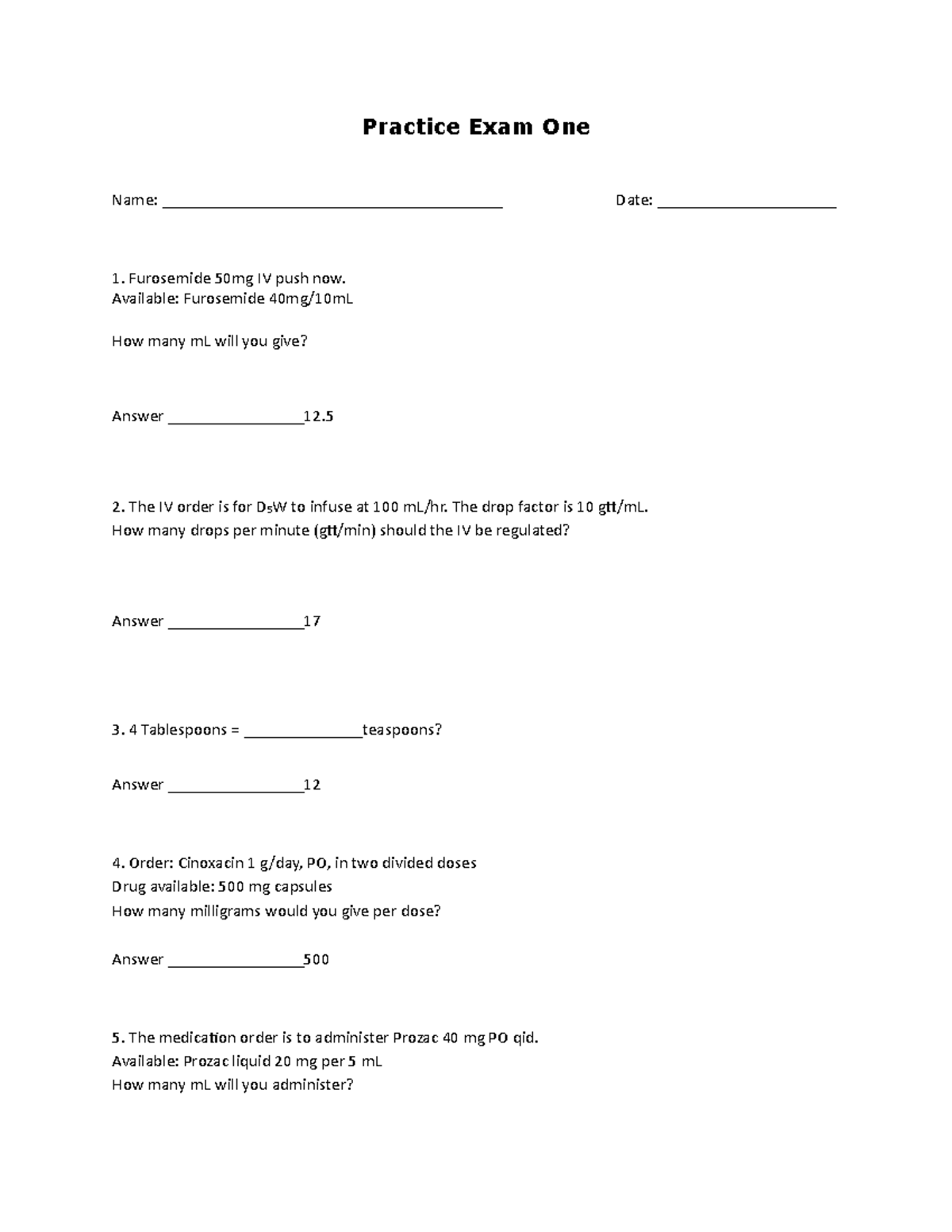 Dosage Calculations Practice Exam Review and Solutions - Studocu