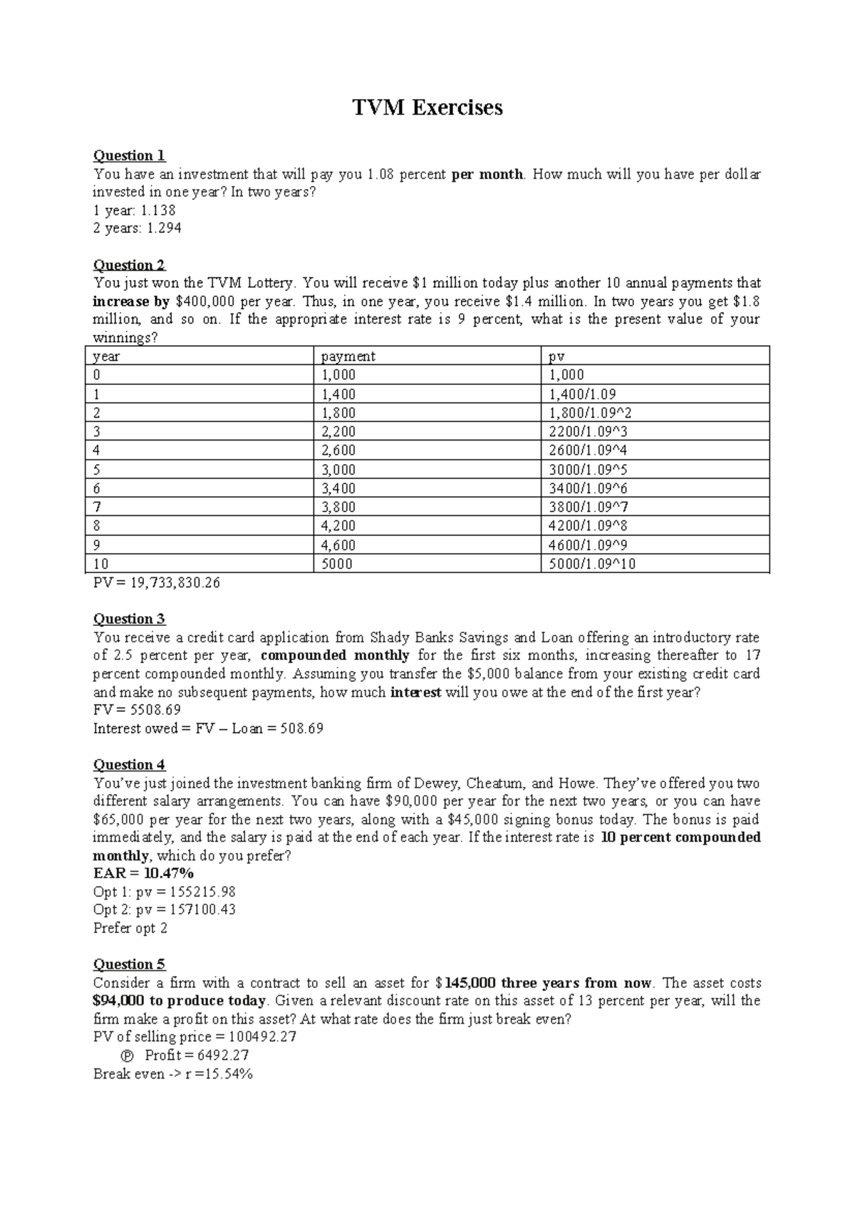 TVM Practice Session Exercises and Solutions - Studocu