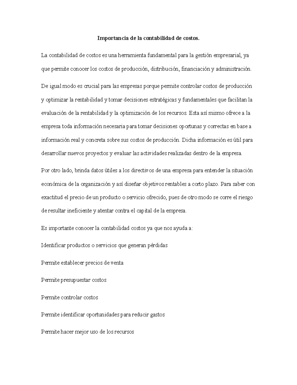 Importancia de la Contabilidad de Costos en la Gestión Empresarial ...