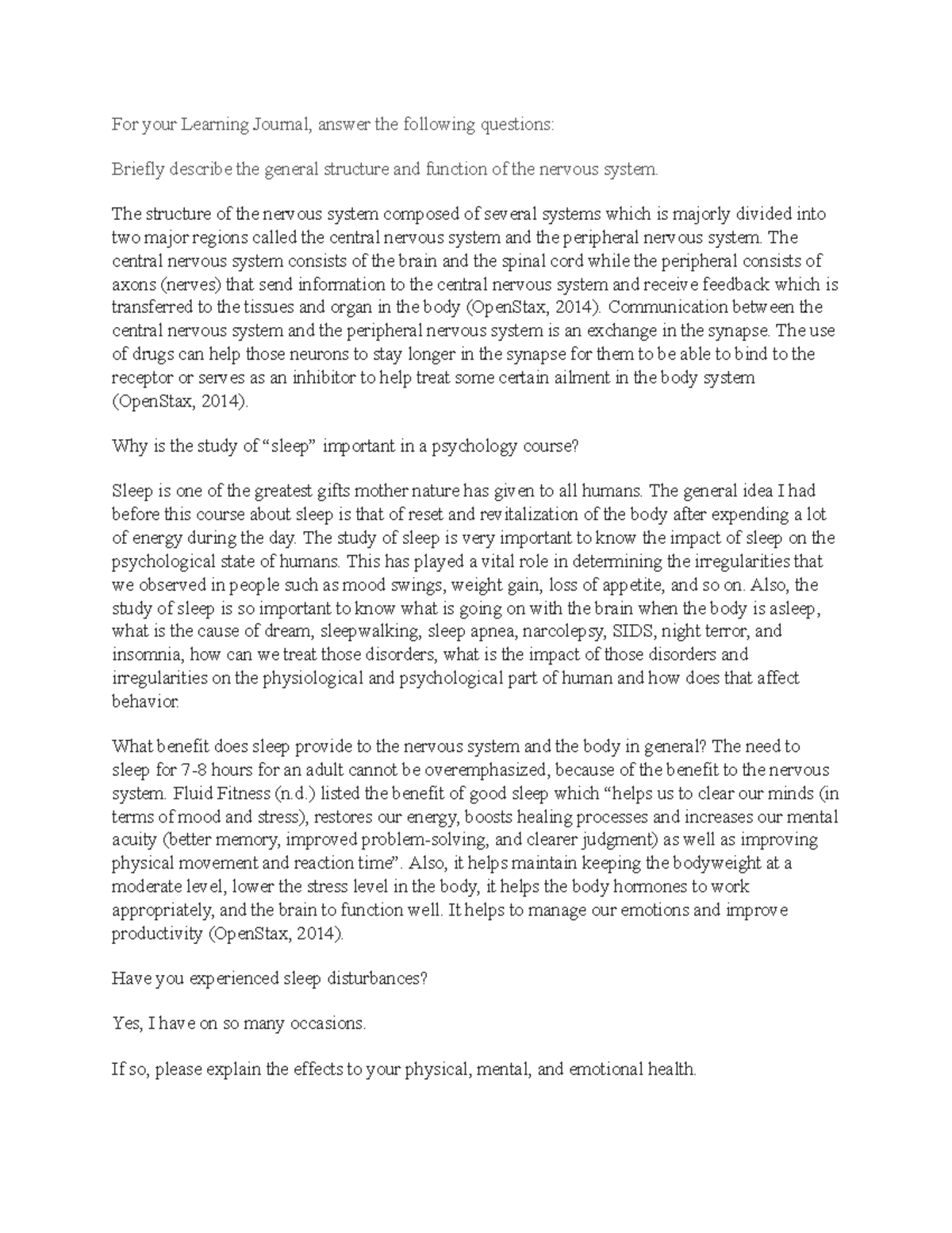 L J WEEK TWO - learning journal - For your Learning Journal, answer the ...