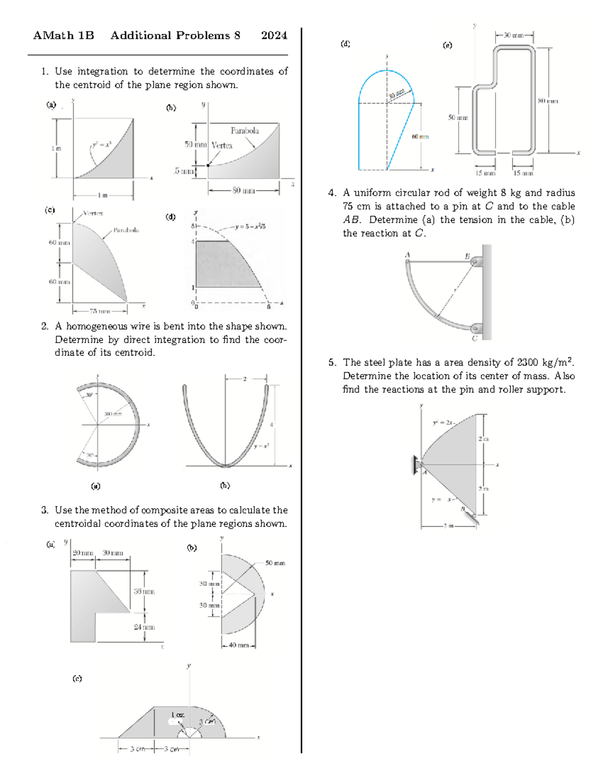 AMath 1B Additional Problems 8: Centroid Calculations and Solutions ...