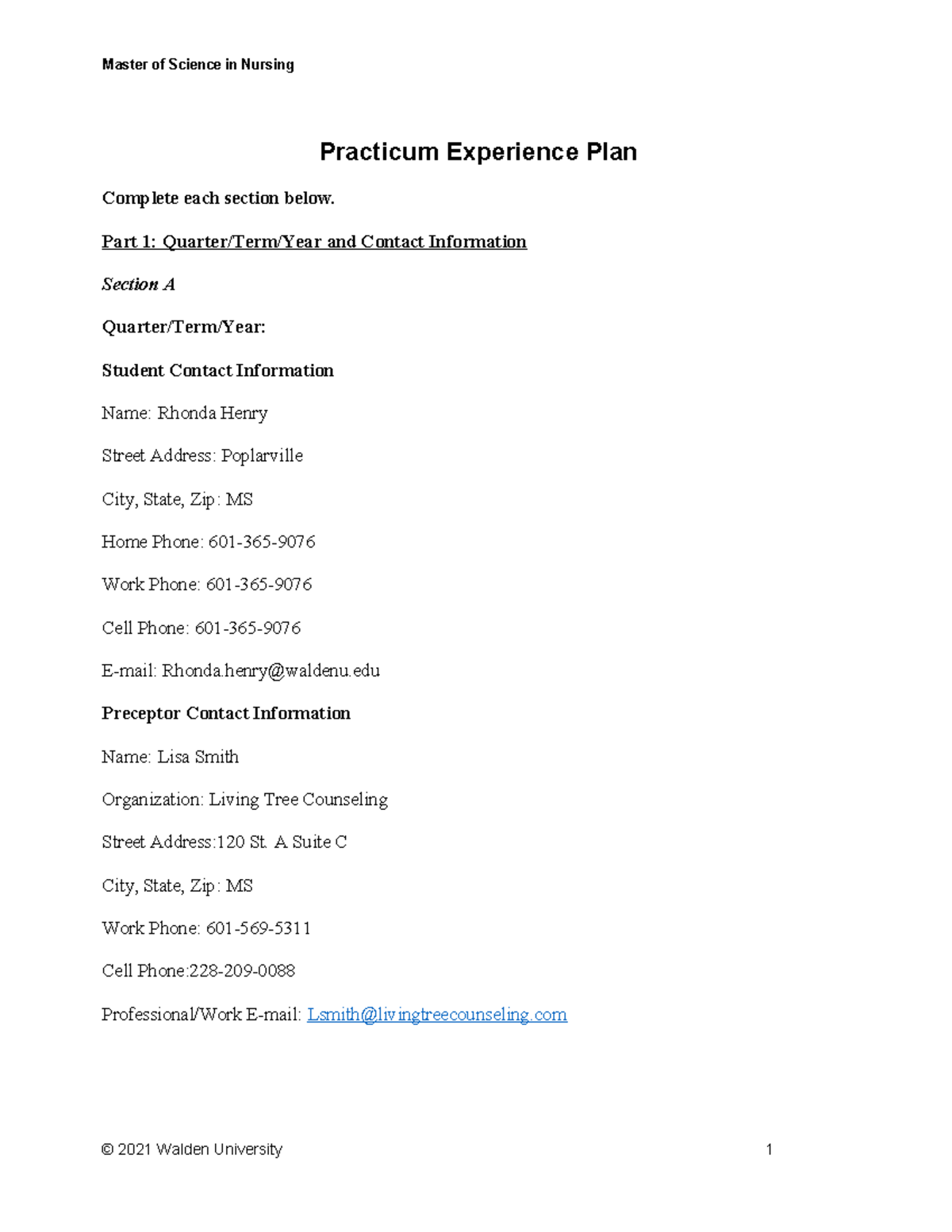WK2 Assgn 2: Practicum Experience Plan for PRAC 6645 - Studocu