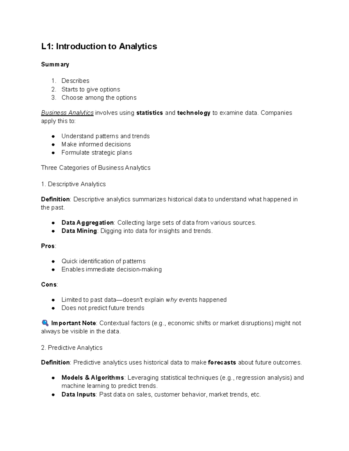 Business Analytics Fundamentals (Course Code: BA101) - Studocu