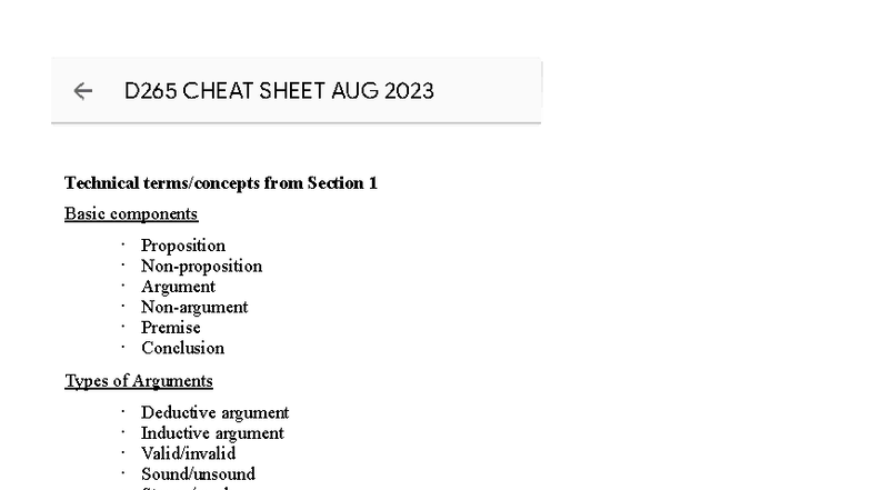 WGU D265 Argumentation and Bias Concepts Cheat Sheet 2023 - Studocu