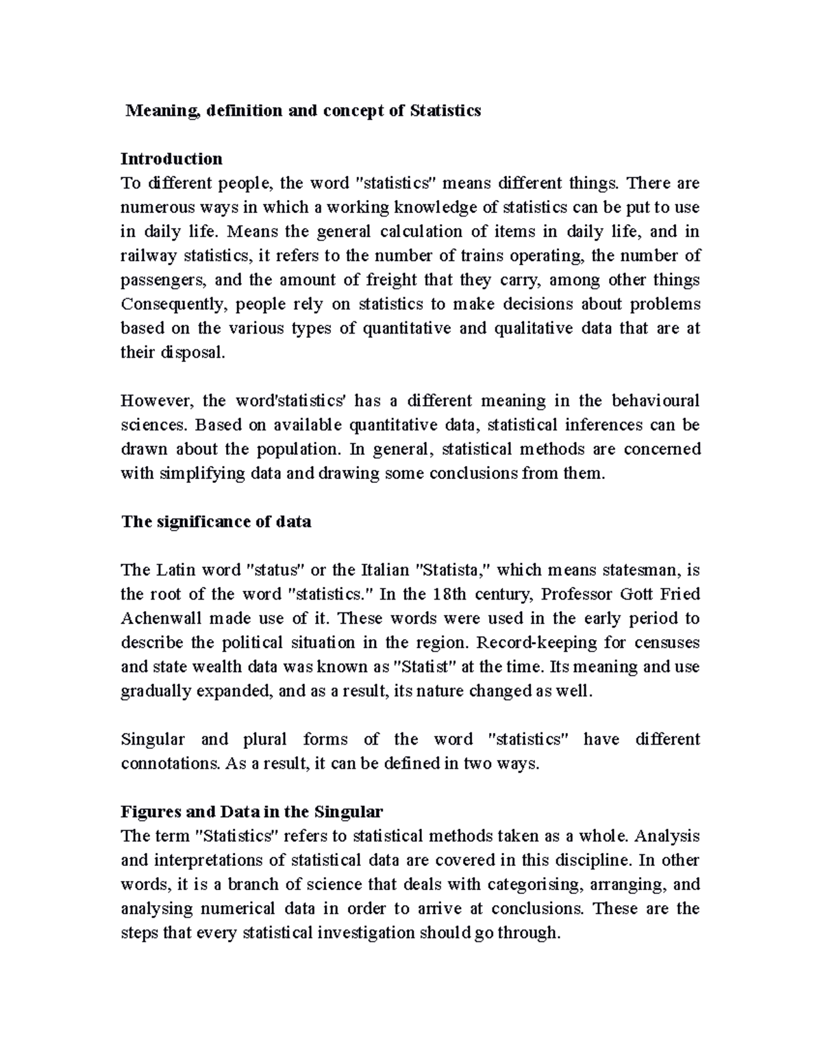 Meaning, Definition, and Concept of Statistics: A Comprehensive ...
