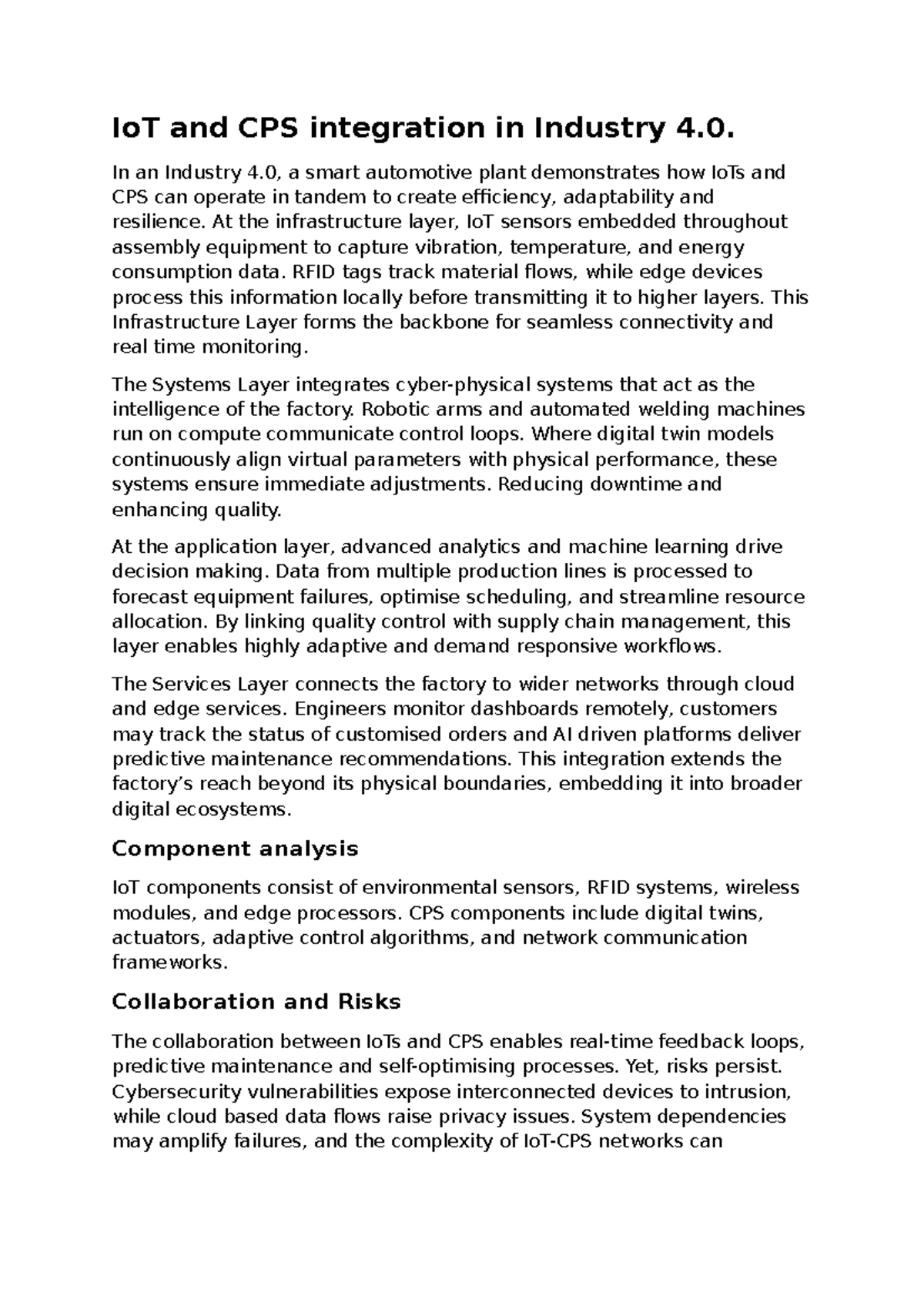 Lab Report 3: IoT & CPS Integration in Industry 4.0 - Studocu