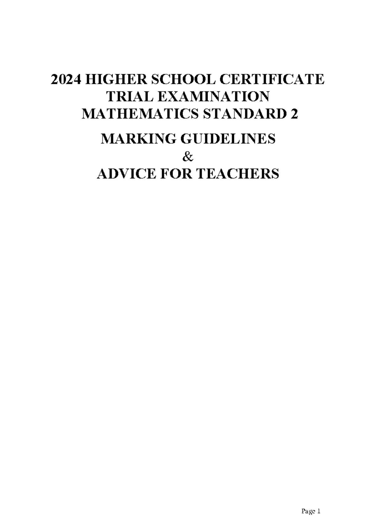2024 HSC Trial Exam Mathematics Standard 2 Marking Guidelines - Studocu