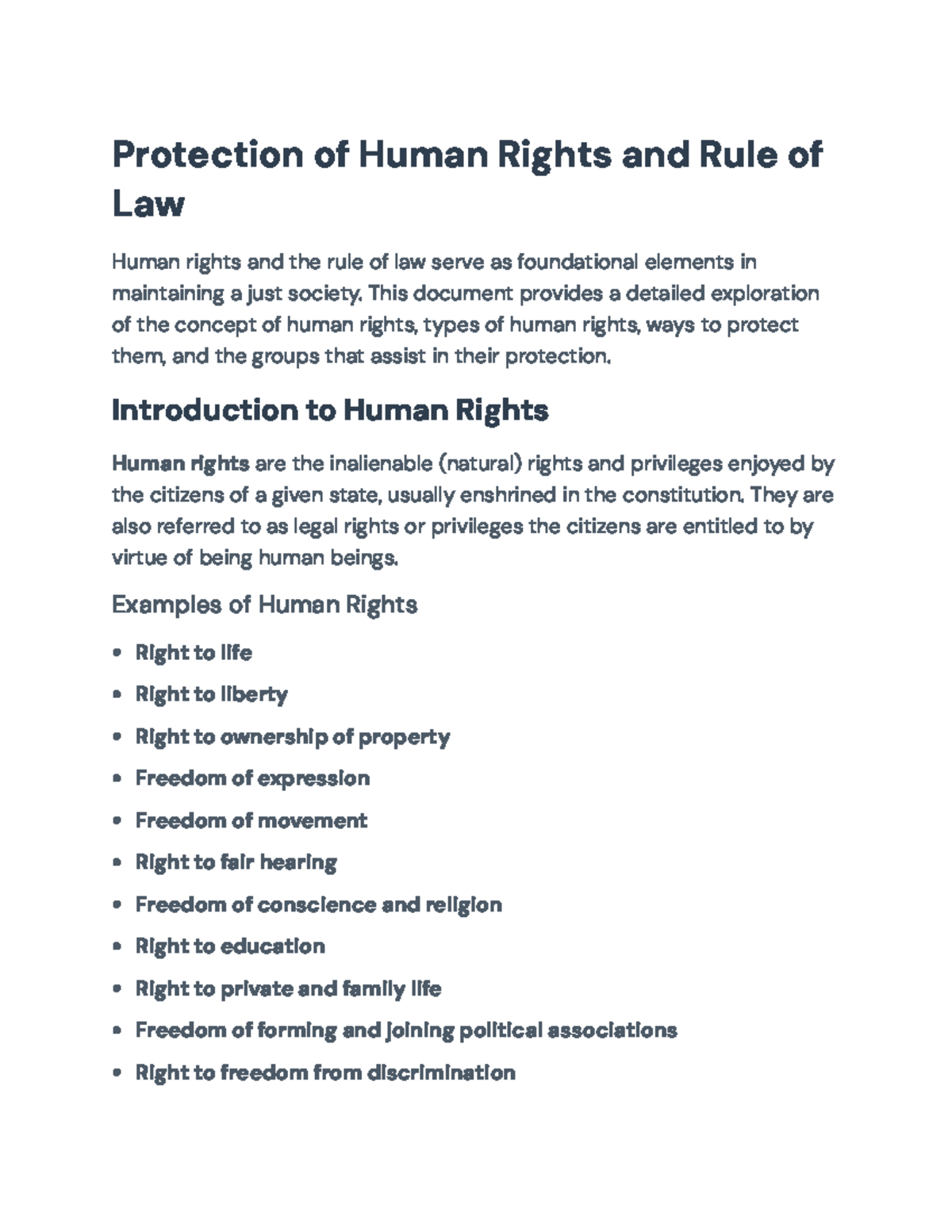 Human Rights Protection and Rule of Law: A Comprehensive Overview ...