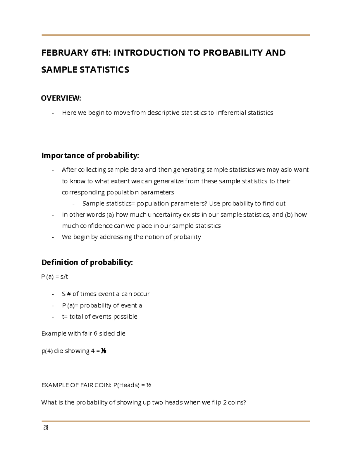 Pols3650 feb 6 - NOTES - FEBRUARY 6TH: INTRODUCTION TO PROBABILITY AND ...