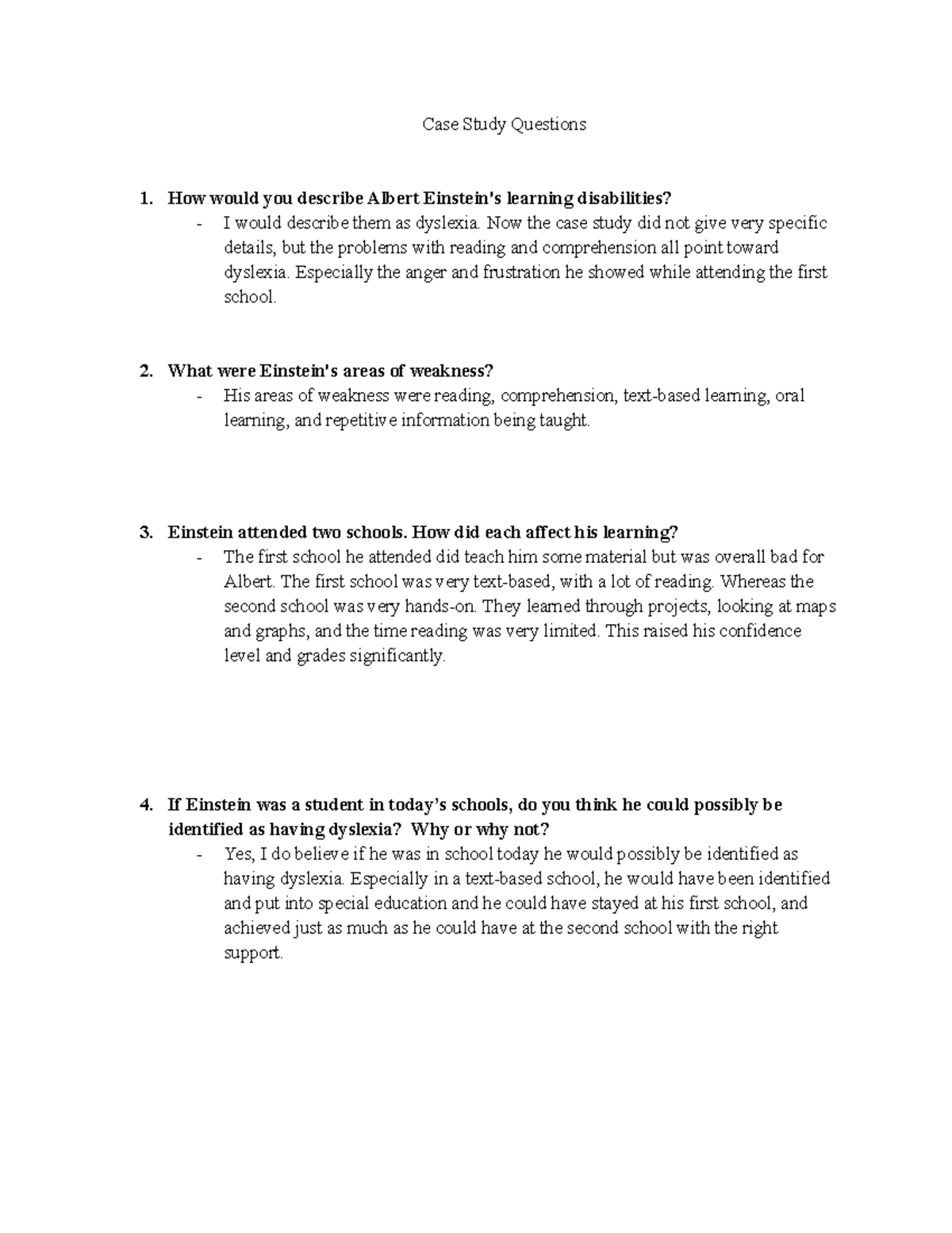 Case Study - Albert Einstein's Learning Disabilities and Education ...