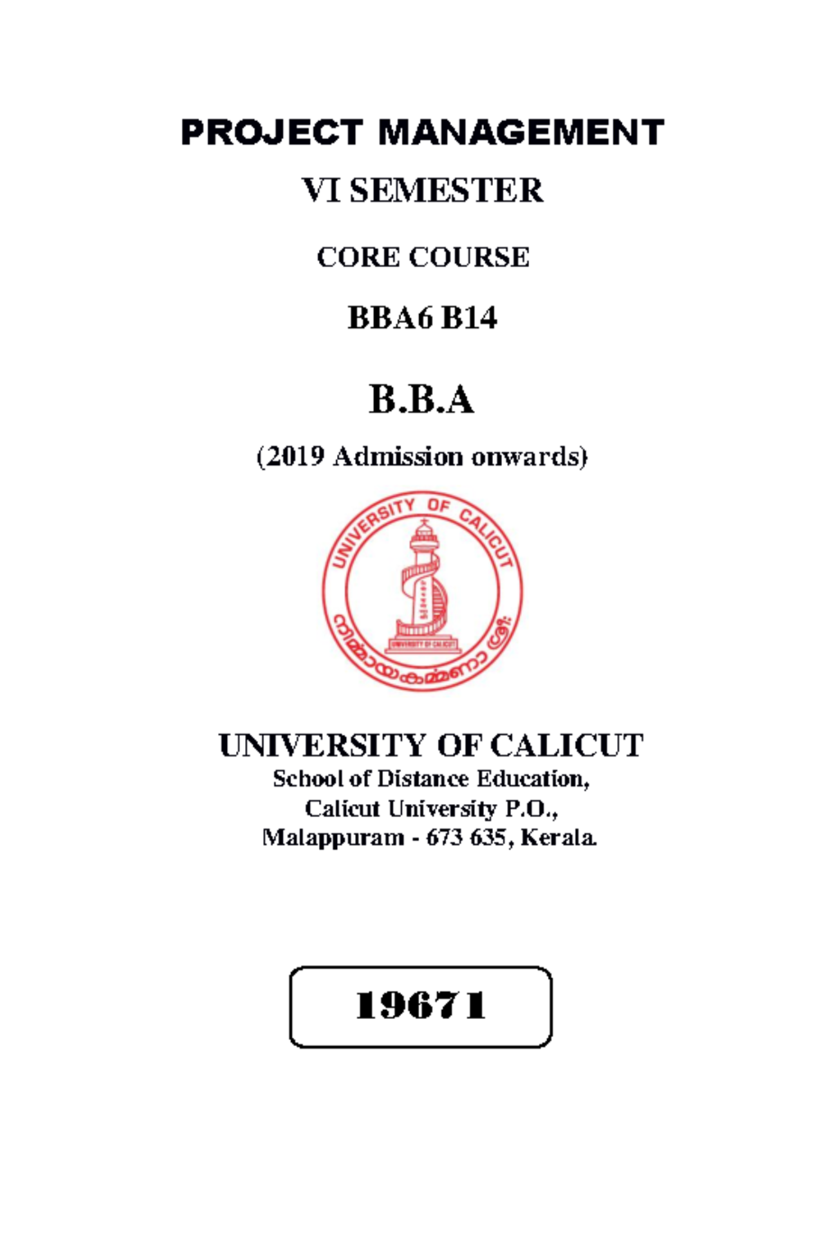 BBA6 B 14 Project Management Study Material for VI Semester - Studocu