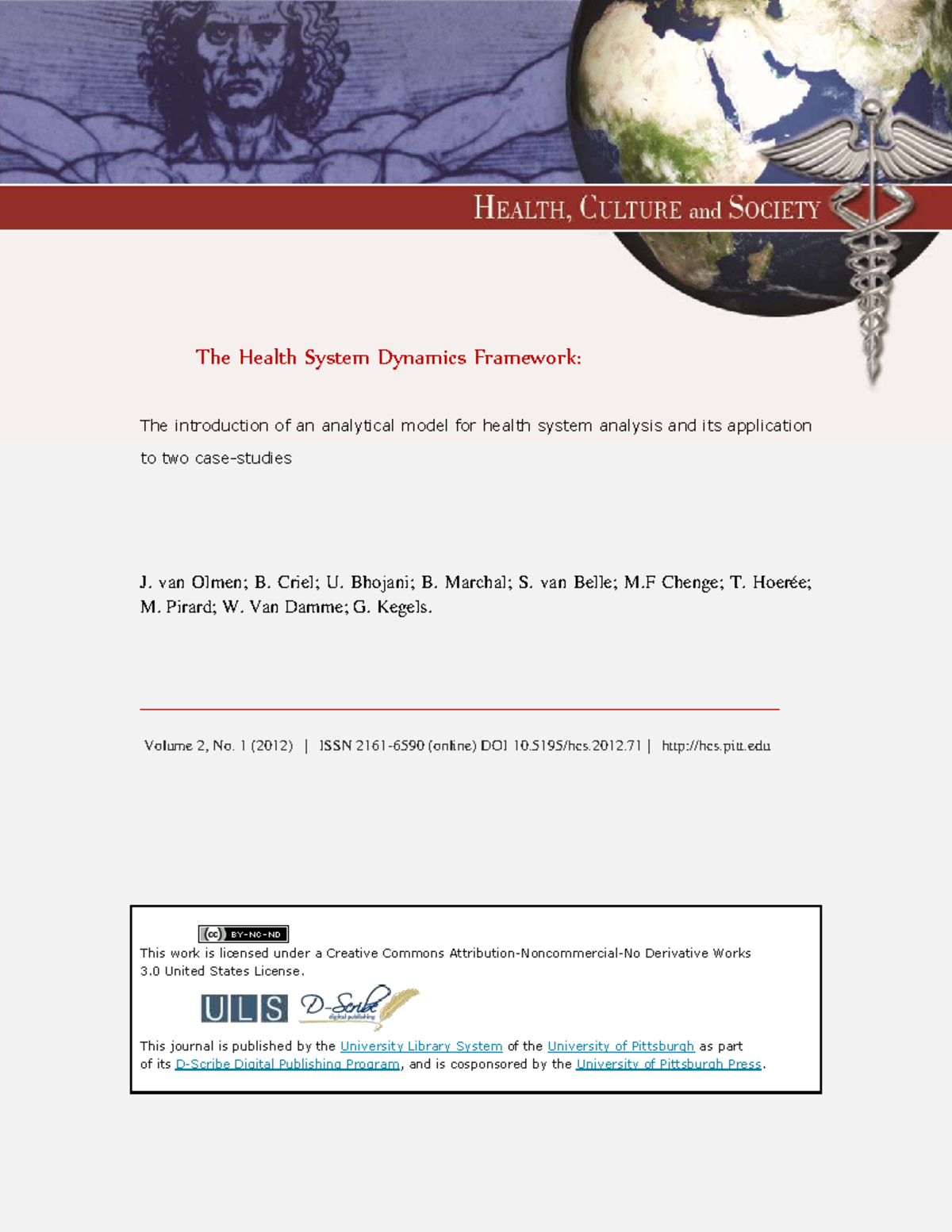 Health System Dynamics Framework: An Analytical Model for Health ...