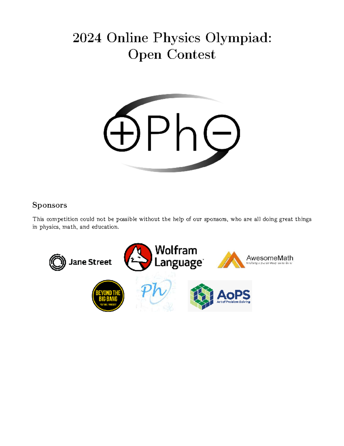 2024 Online Physics Olympiad: Open Contest Overview and Instructions ...