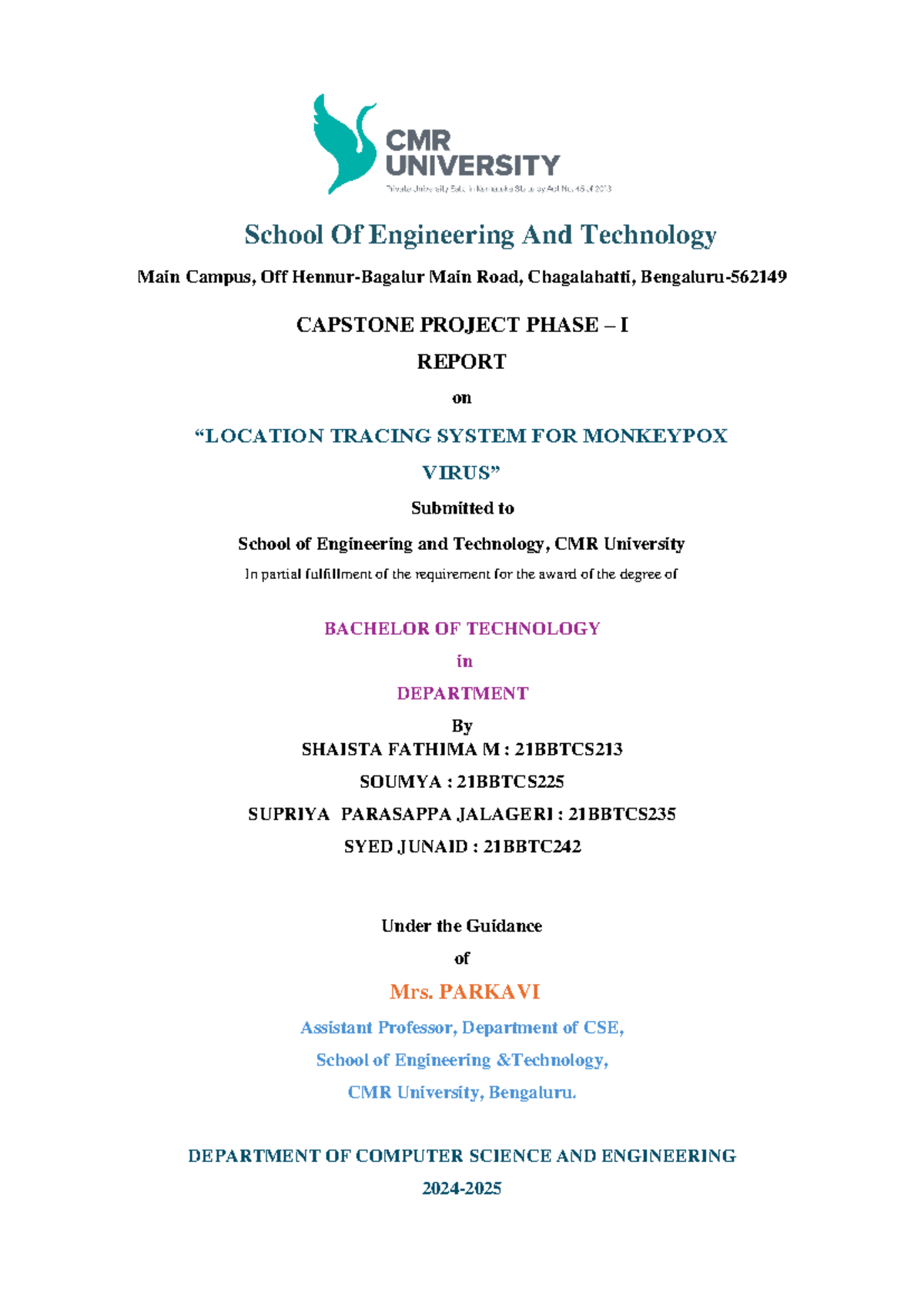 Capstone project report [Grp-27] - School Of Engineering And Technology ...