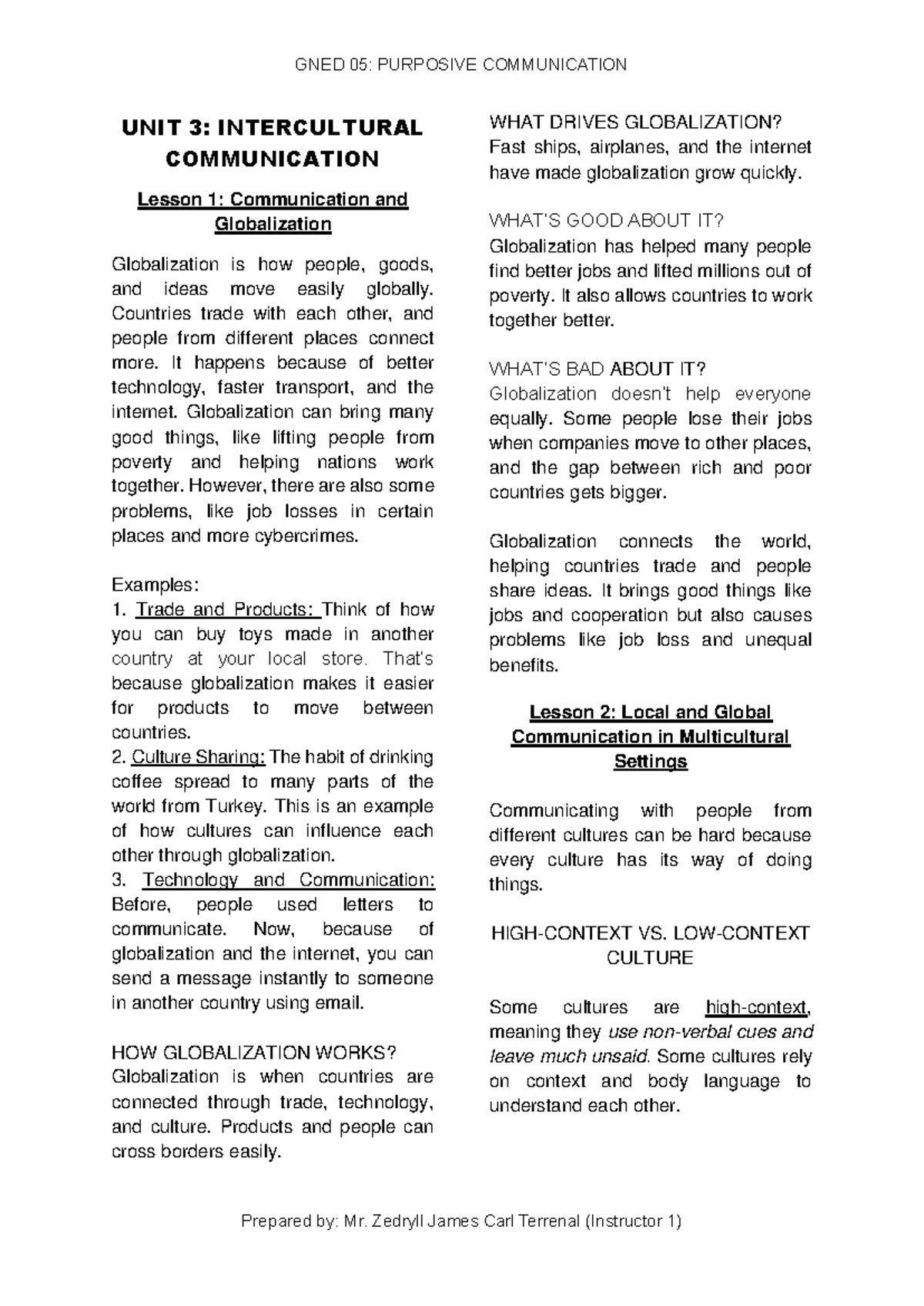 GNED 05 Handout UNIT 3 Lesson 1 3 - GNED 05: PURPOSIVE COMMUNICATION ...