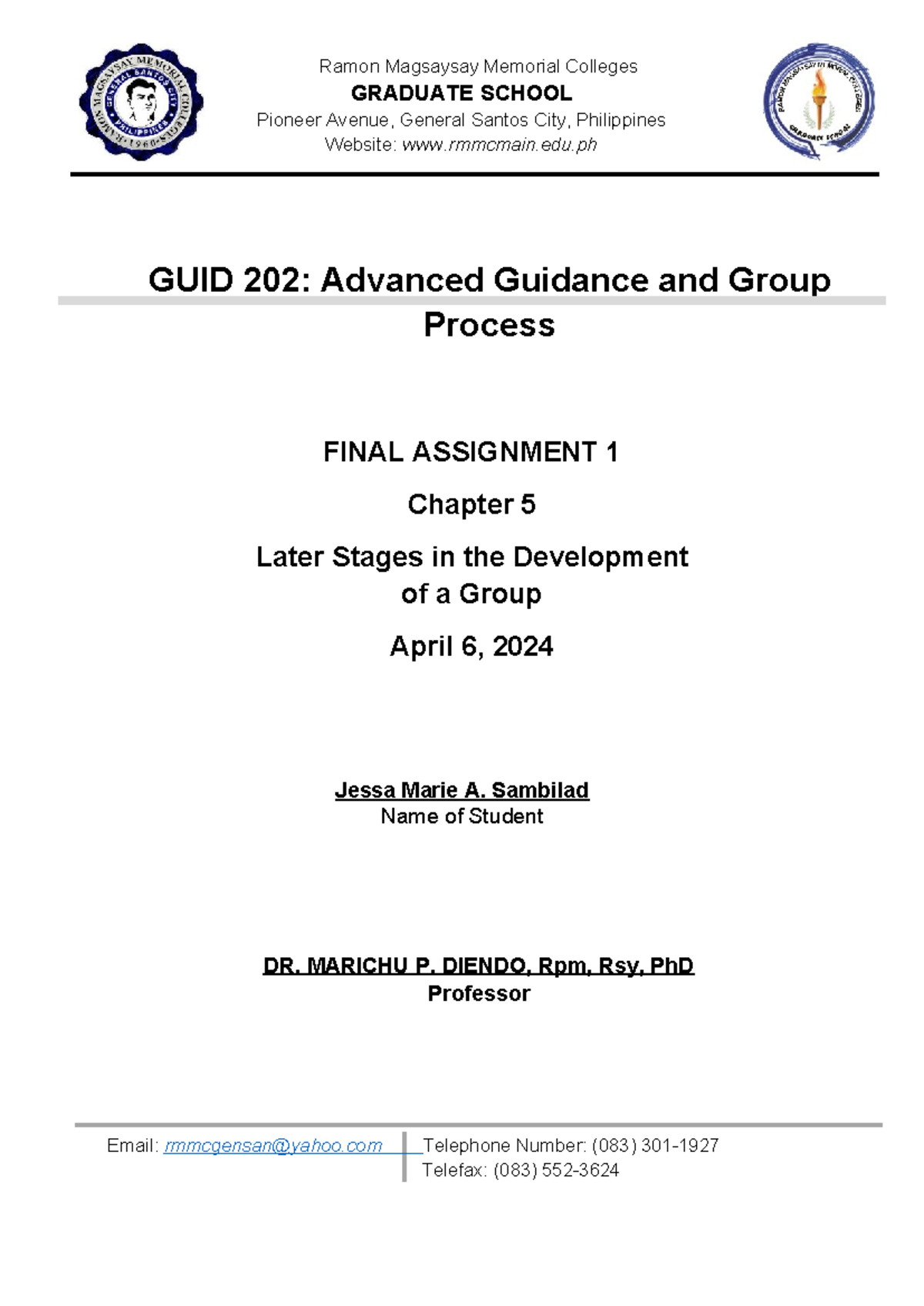 Final Assignment 1 Guide: Group Development Stages - GUID 202 - Studocu