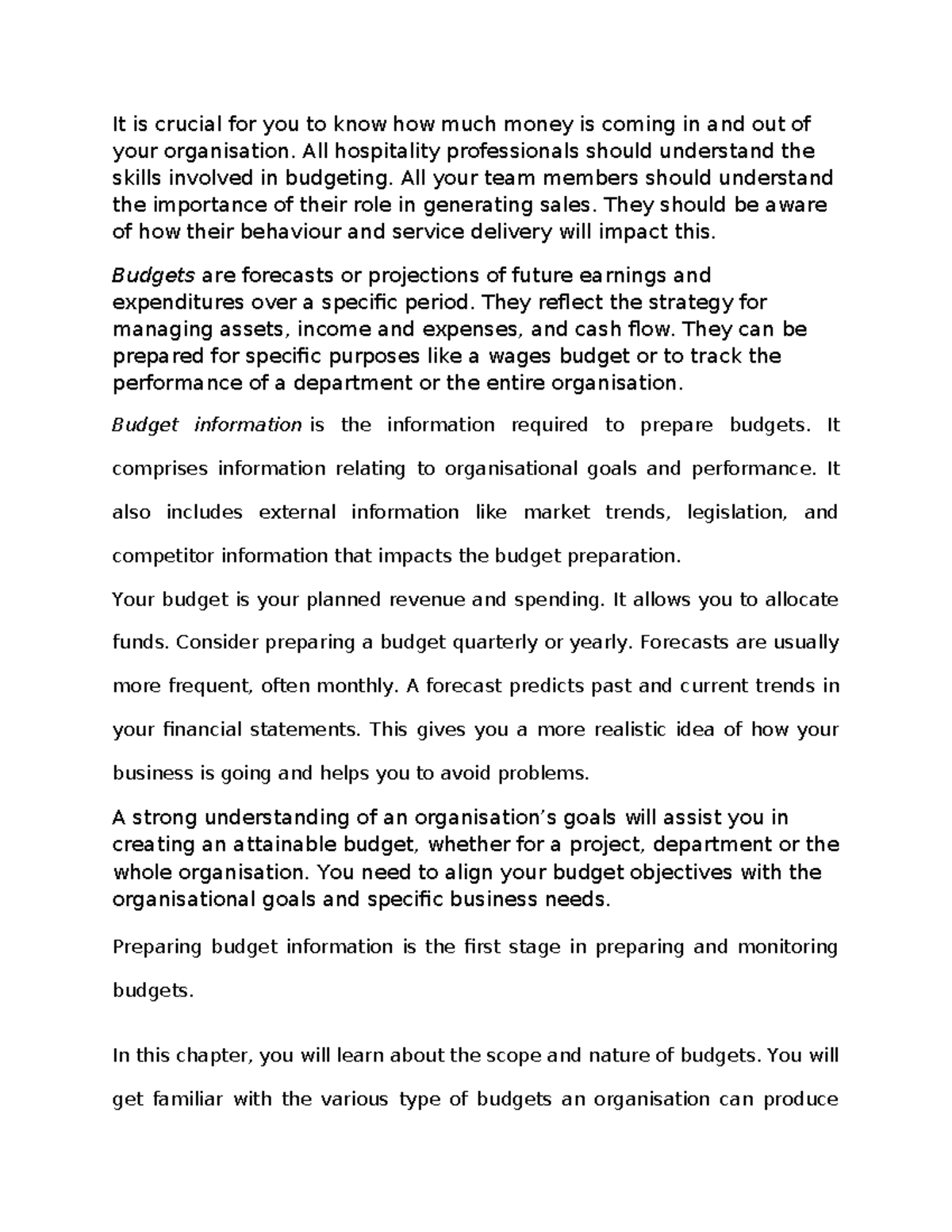 PACT CHAP1 MODULE - It is crucial for you to know how much money is ...