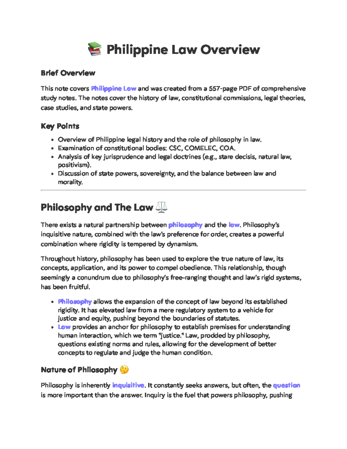 Philippine Law Overview: Key Concepts and Case Studies (PHIL 084937 ...