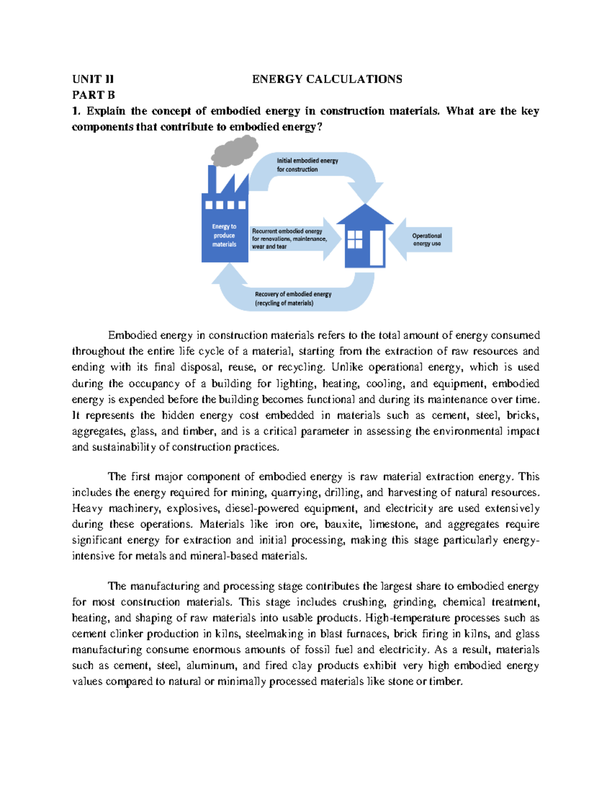 Unit II - Energy Calculations: Embodied Energy in Construction ...