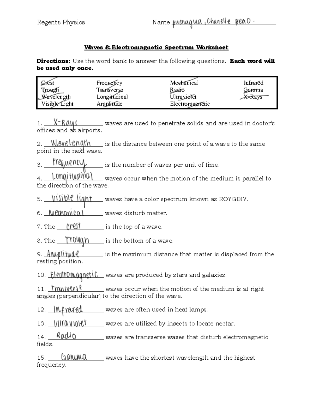 500719641 Waves & EM Spectrum Worksheet for Regents Physics - Studocu