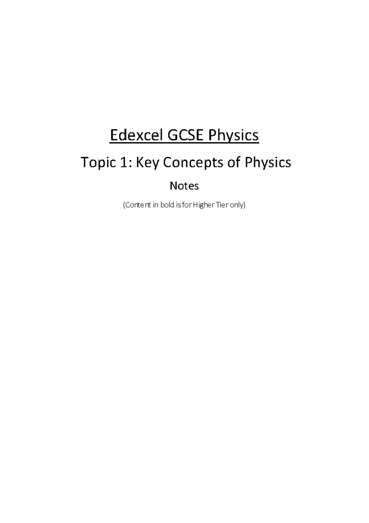 Edexcel IGCSE Physics - Topic 1-6 Summary Notes and Key Concepts - Studocu