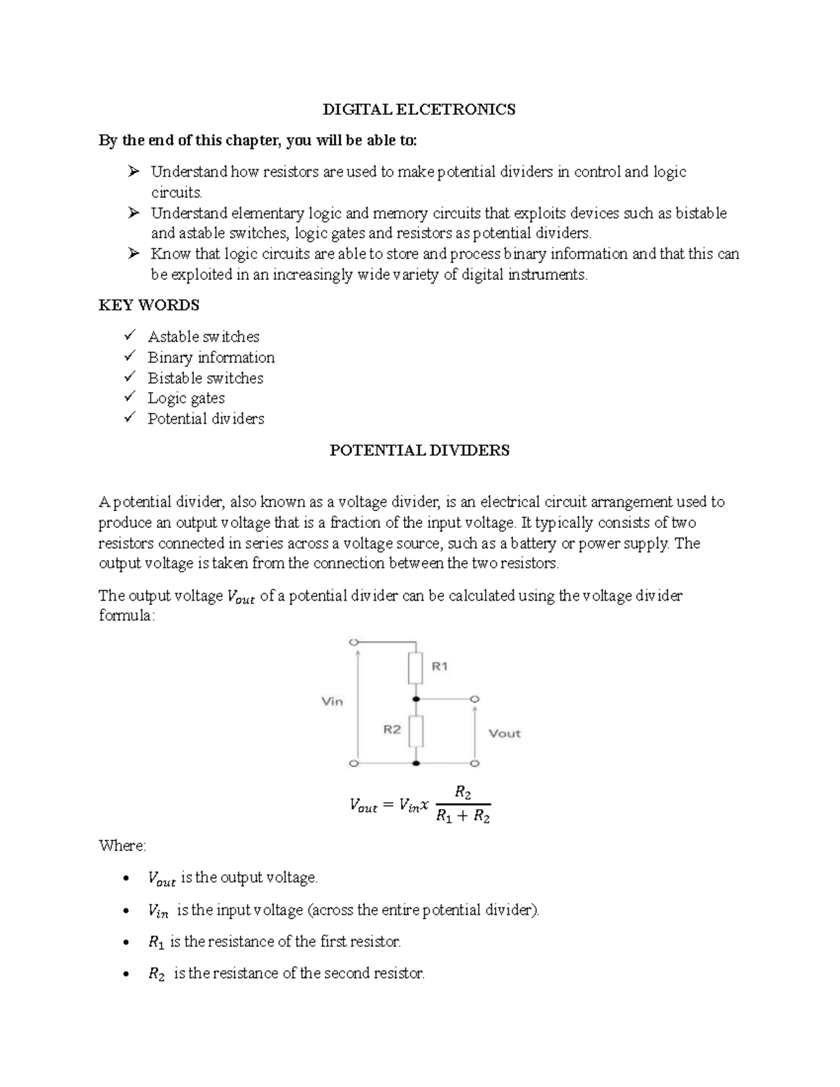 S4 Physics Digital Electronics Notes (O Level CBC) - Studocu