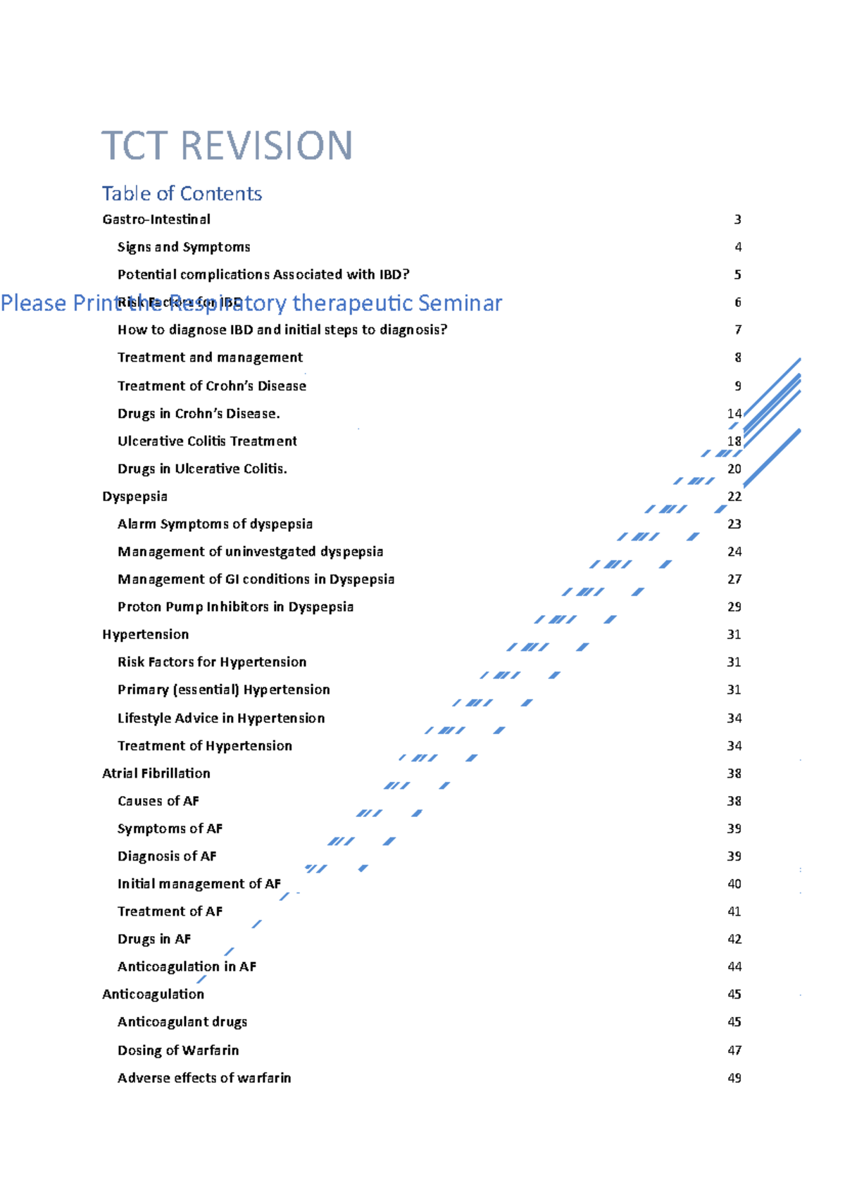 TCT Revision Notes - pHam01: IBD, Hypertension, AF, & More - Studocu