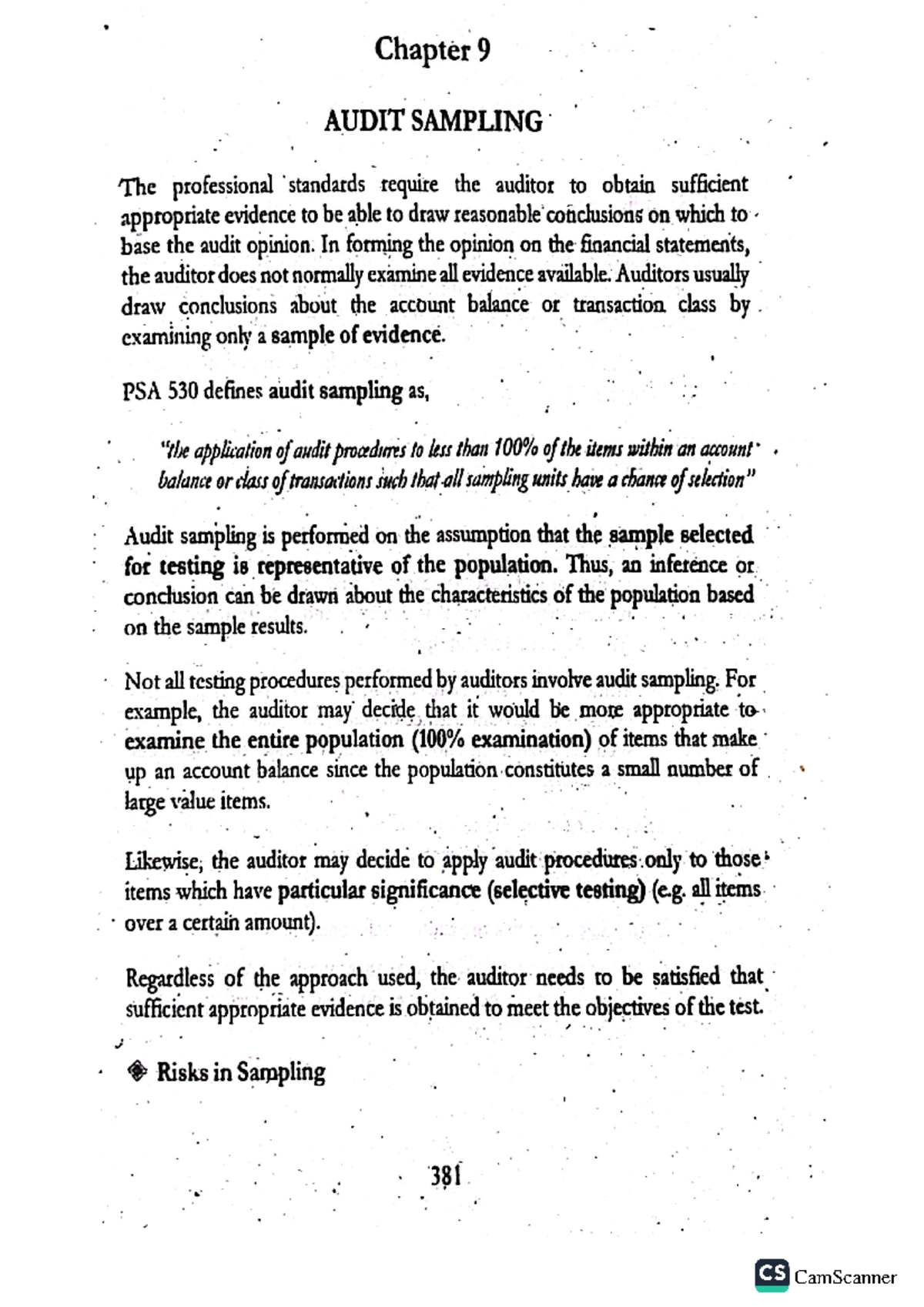 Chapter 9: Audit Sampling and Risk Management in Auditing (AUD 101 ...