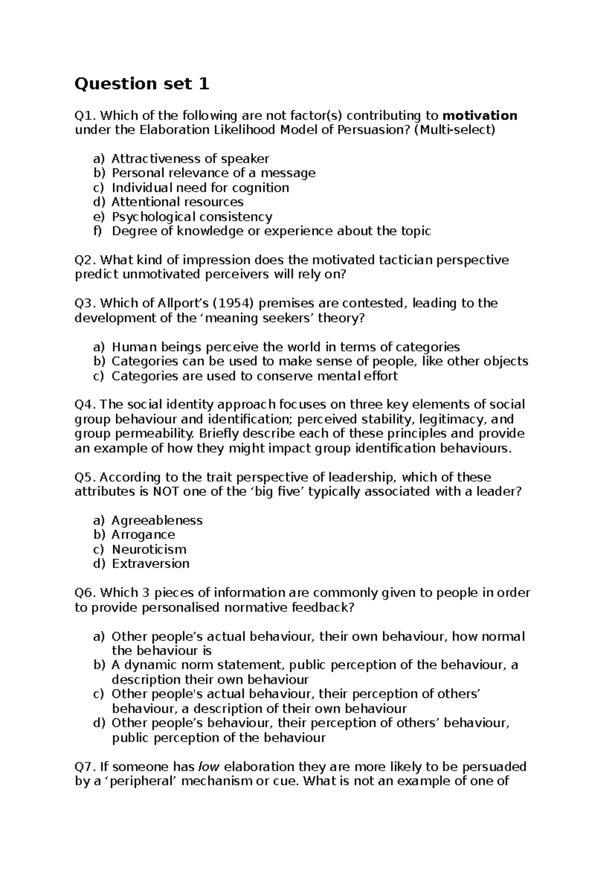 PSY 101: Student-Generated Practice Questions for Exam Preparation ...