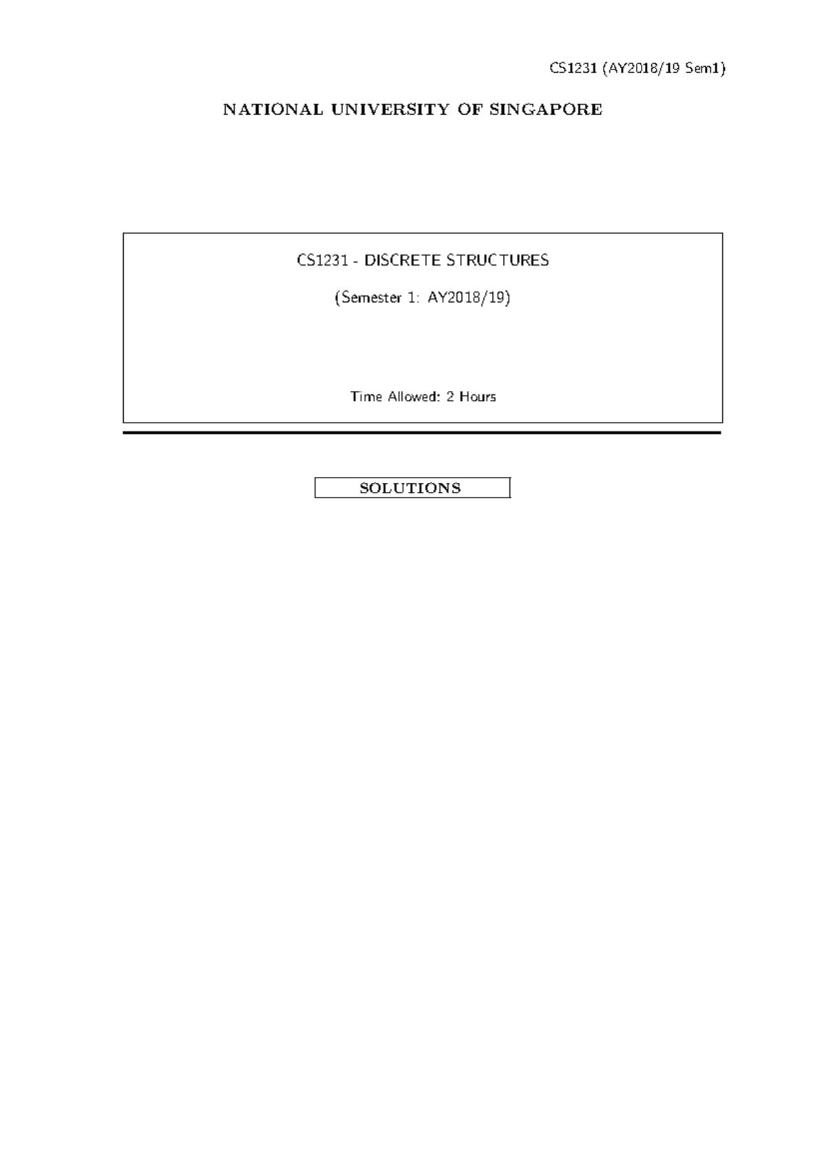 Exam 18s1 ans - Answer key for the final exam of CS1231 - NATIONAL ...