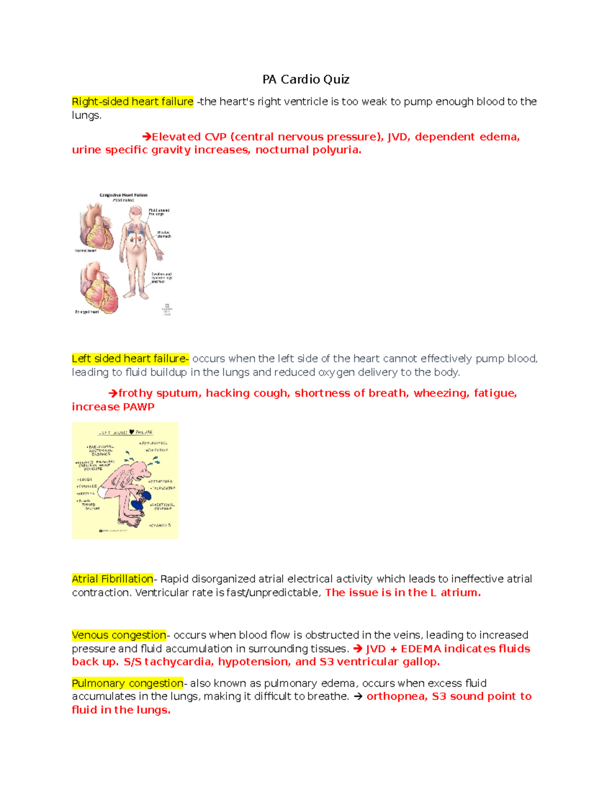 PA Cardio Quiz - PA Cardio Quiz Right-sided heart failure -the heart's ...